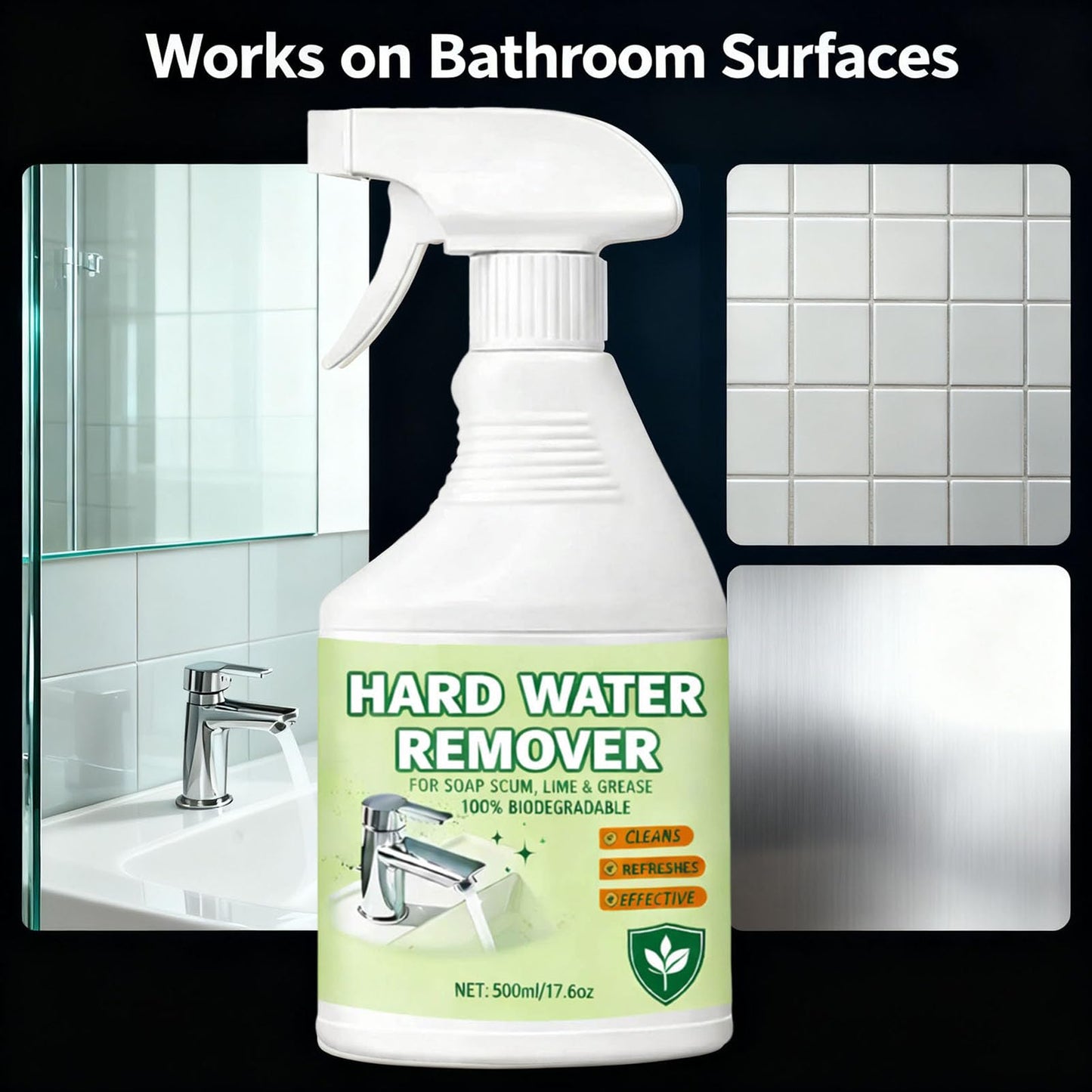Joaouu Hard Water Remover, Cleaner for Shower, Glass, Toilet, Water Pipe, Tub & Sink 500 ml/17.6fl oz