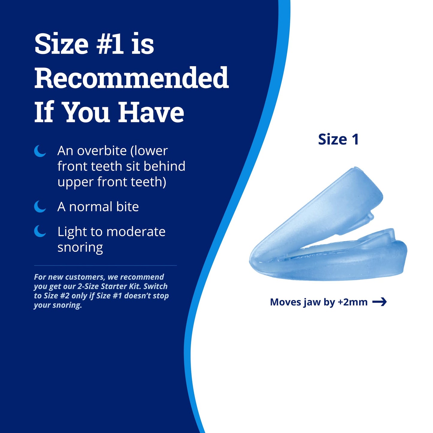 ZQuiet Anti-Snoring Mouthpiece Solution - Comfort Size #1 (Single Device) + Cleaner (1.5oz Bottle) - Made in USA Snoring Solution for a Better Night’s Sleep (Blue)
