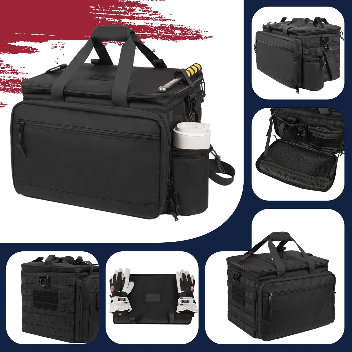 SCAVATA Patrol Bag Law Enforcement, Police Gear Car Front Seat Vehicle Organizer Bags with MOLLE System (Black)