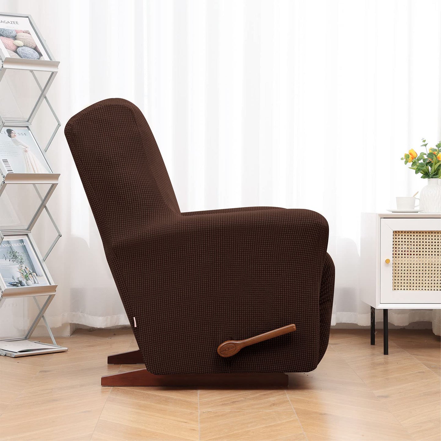 KEKUOU Recliner Chair Covers Lazy Boy Recliner Covers Stretch Couch Cover Slipcovers 1 Piece Furniture Protector with Elastic Bottom for Dog,Kids.(Recliner, Chocolate)