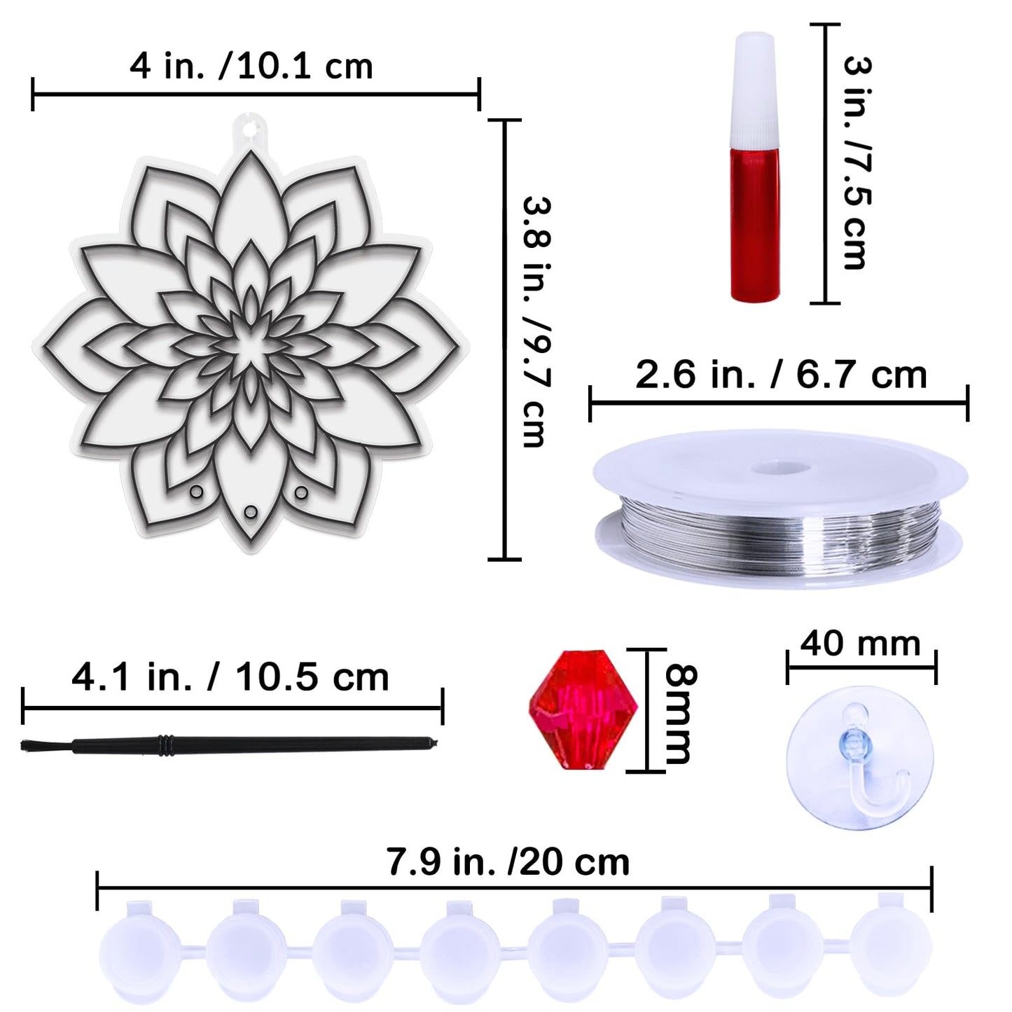 Winlyn 24 Sets Lotus Flower Suncatcher Wind Chimes Decorations DIY Window Paint Art Stickers Craft Kits Flower Sun Catchers for Kids Classroom Birthday Spring Summer Party Activities Art Project