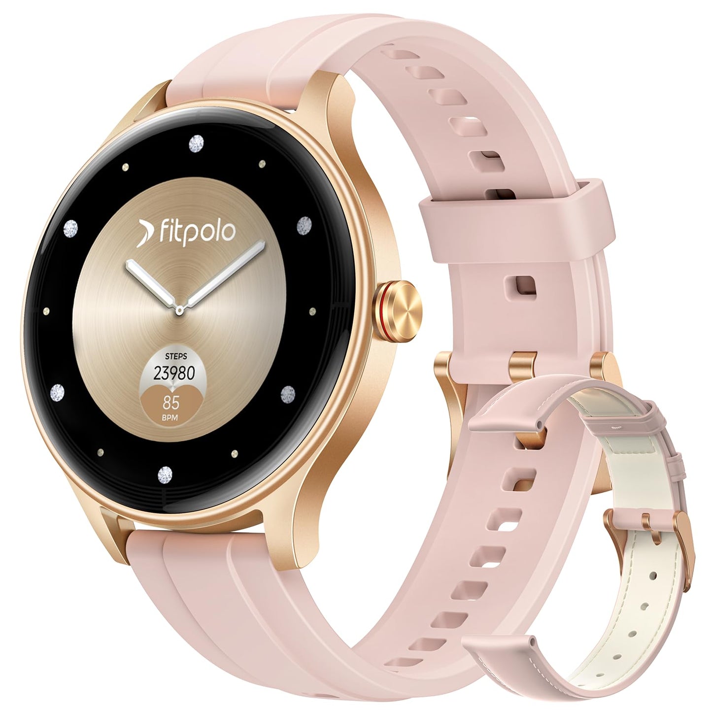 Smart Watches for Women (2 Bands), 1.27" Stylish Fitness Watch for Android iPhone with Bluetooth Calls (Make/Answer), AI Voice Command, Heart Rate/SpO2/Sleep Monitor, 7 Days Battery, IP68 Waterproof