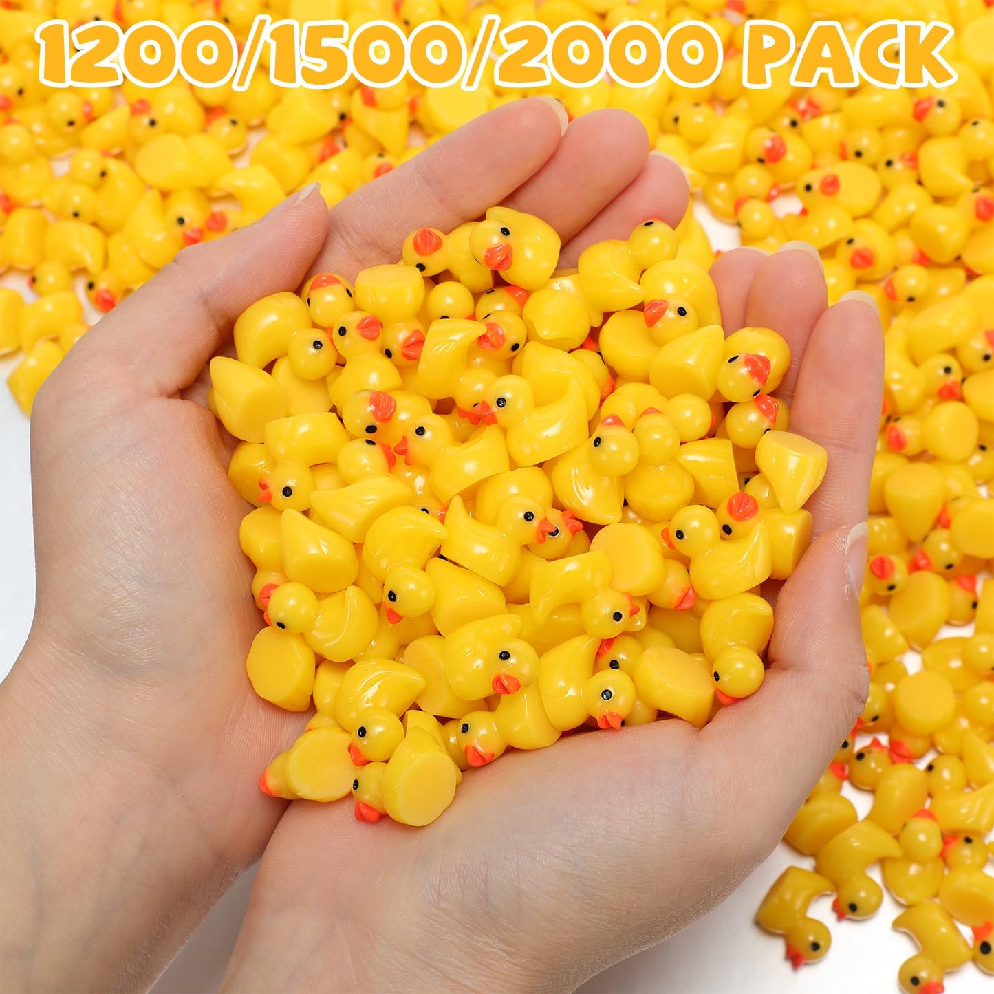 Barydat 1500 Pcs Mini Resin Ducks Bulk Tiny Duck Decoration for Hide and Seek Prank Cruises Party Mini Baby Miniature Garden Accessories Figures for Dollhouse Landscape Aquarium Gift (Yellow)