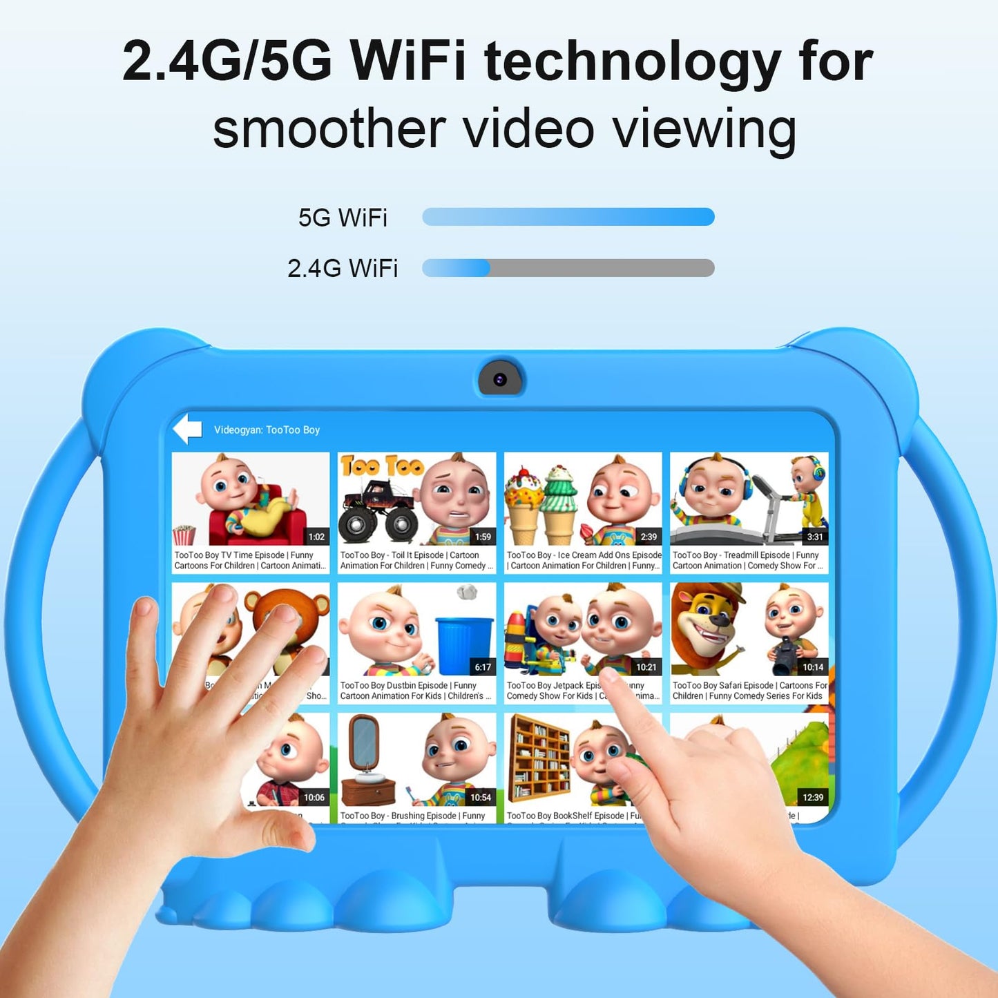 Kids Tablet, 7 inch Android 12 Tablet for Kids, 4GB RAM 32GB ROM 1TB Expand, Toddler Tablet with Parental Control, IPS Screen, Dual Camera, Educational, Games, Shockproof Case for Boys/Girls (Blue)