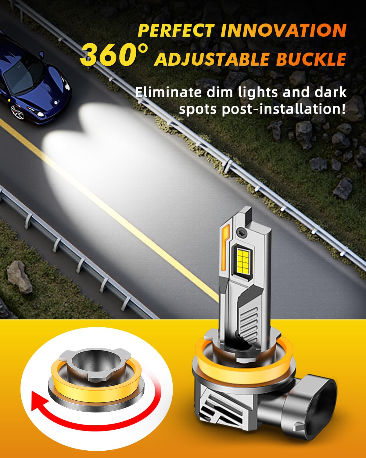 Termitor Latest H11/H9/H8 9005/HB3 Light Bulbs Combo, 12X 100,000LM Ultra-Bright, 360° Adjustable Quick Instal, 6500K White, 10-Year Long Service Life H11 9005 Fog Light with Cooling Fan, Pack of 4