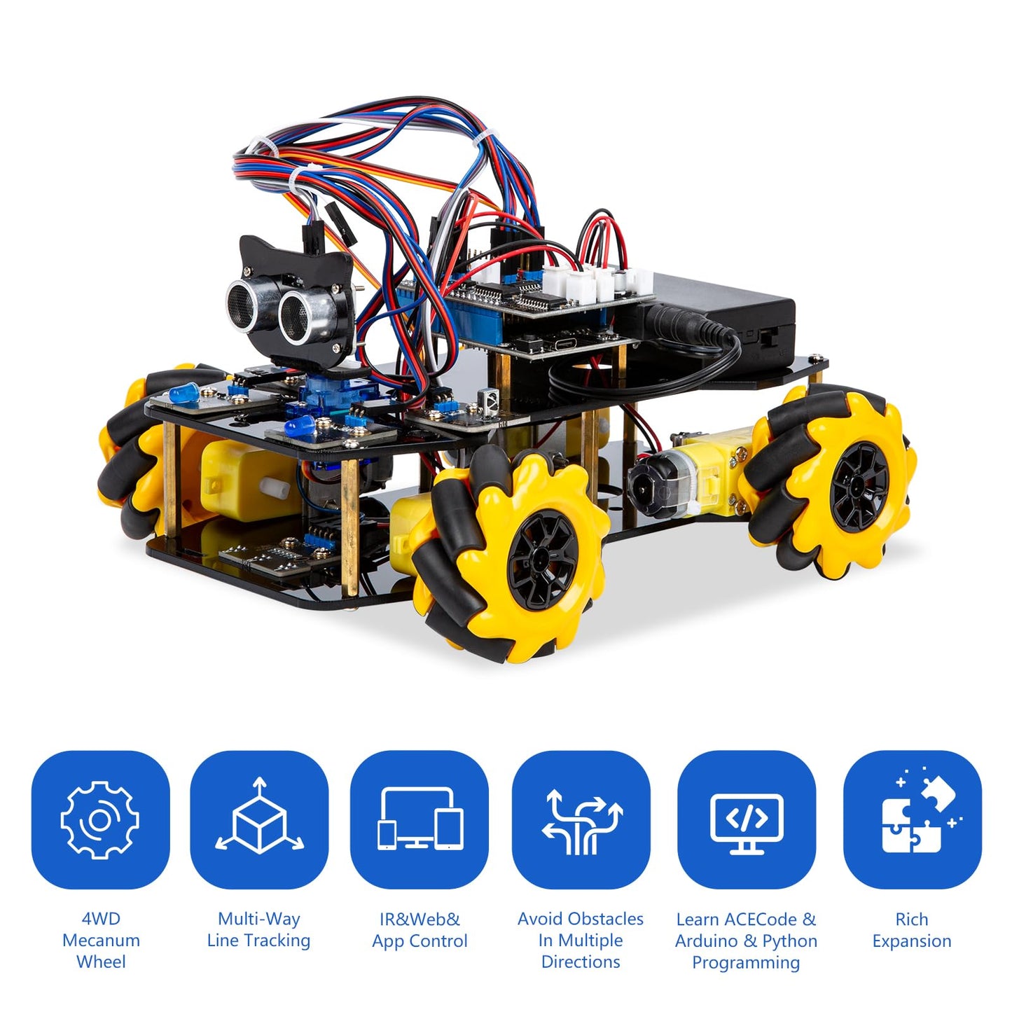 Smart Robot Car Kit Compatible with Arduino, Robotics for Kids Ages 8-12 12-16, Electronic Programming Project/STEM Science Kits Coding Gifts for Adults and Youths