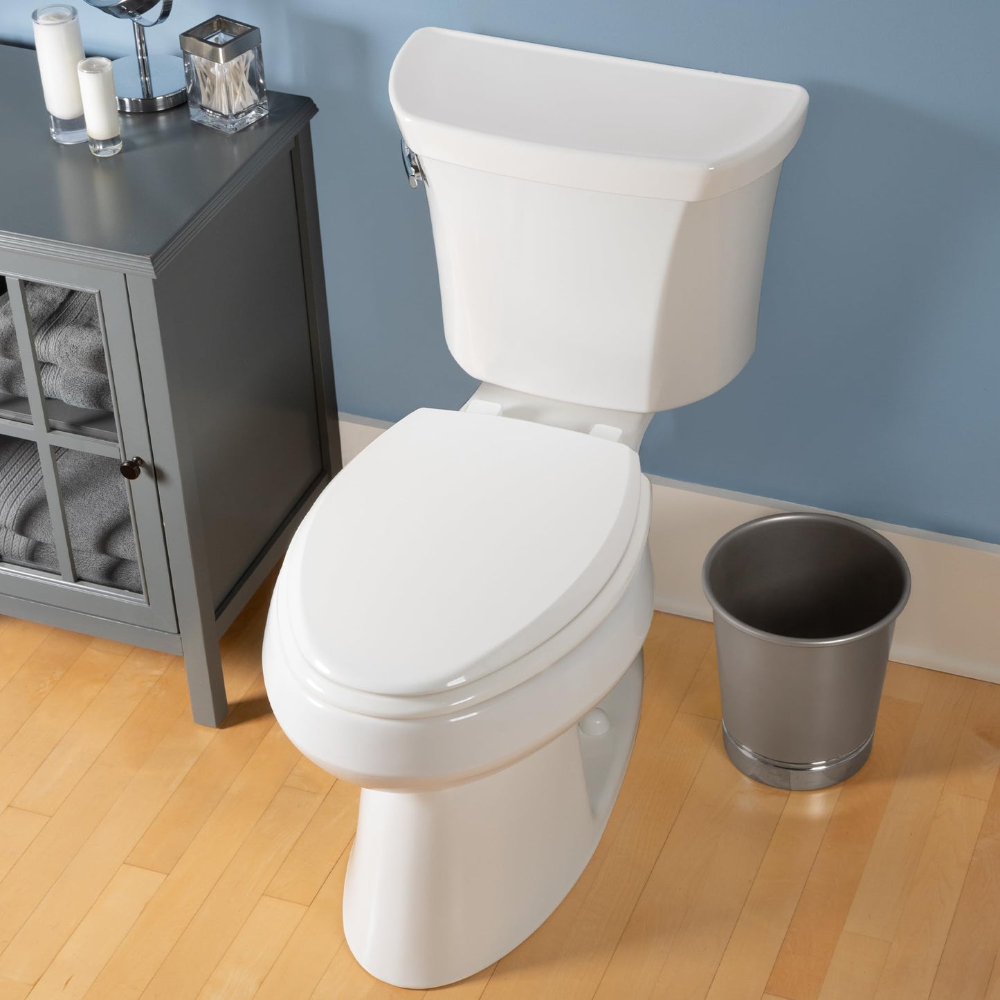 Mayfair Cassel Slow Close Toilet Seat, Easy Clean, Non Slip Premium Wood Seat, Easy Install, Made in USA, Elongated, White