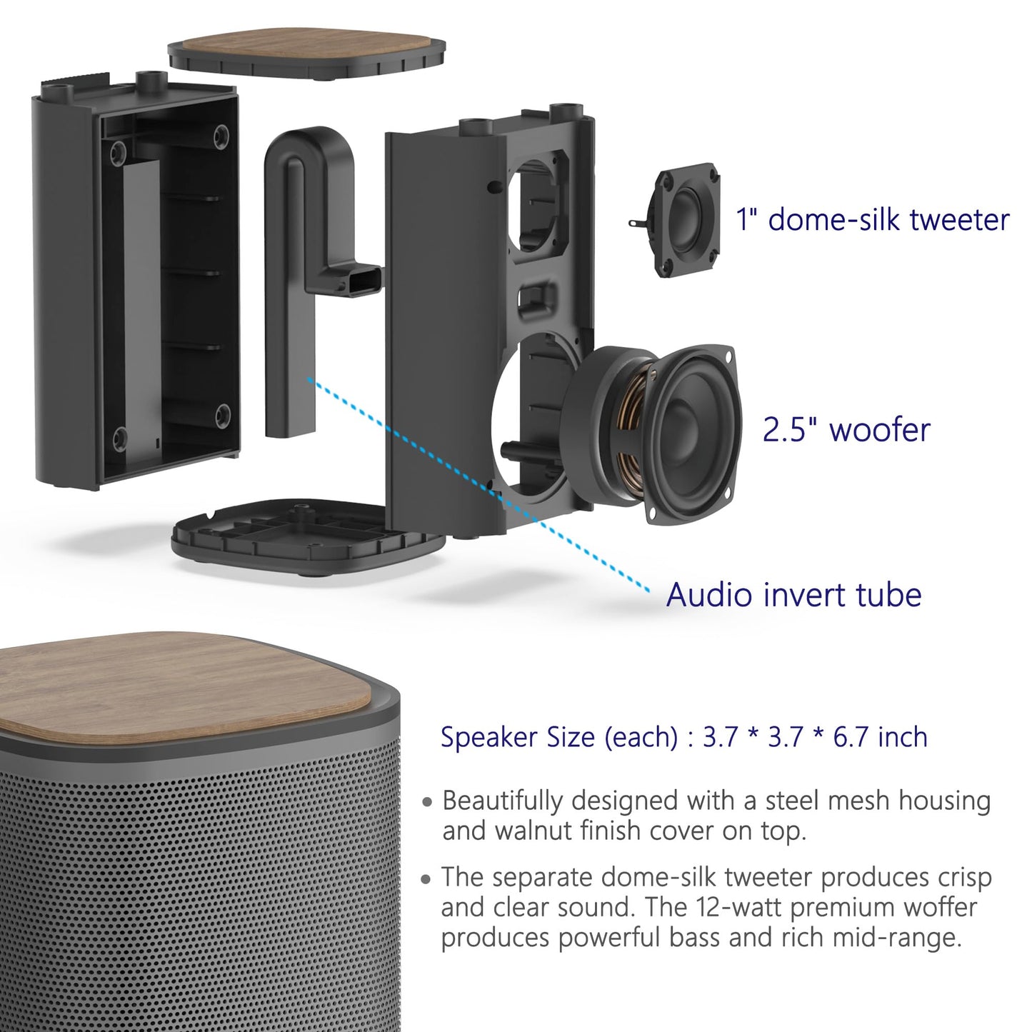 KEiiD Bluetooth Computer Speakers with Wireless Touch Control Pod for PC Laptop/Desktop Wireless Stereo Gaming Speakers, 4 EQ Modes, Aesthetic Style, 2024 New Model