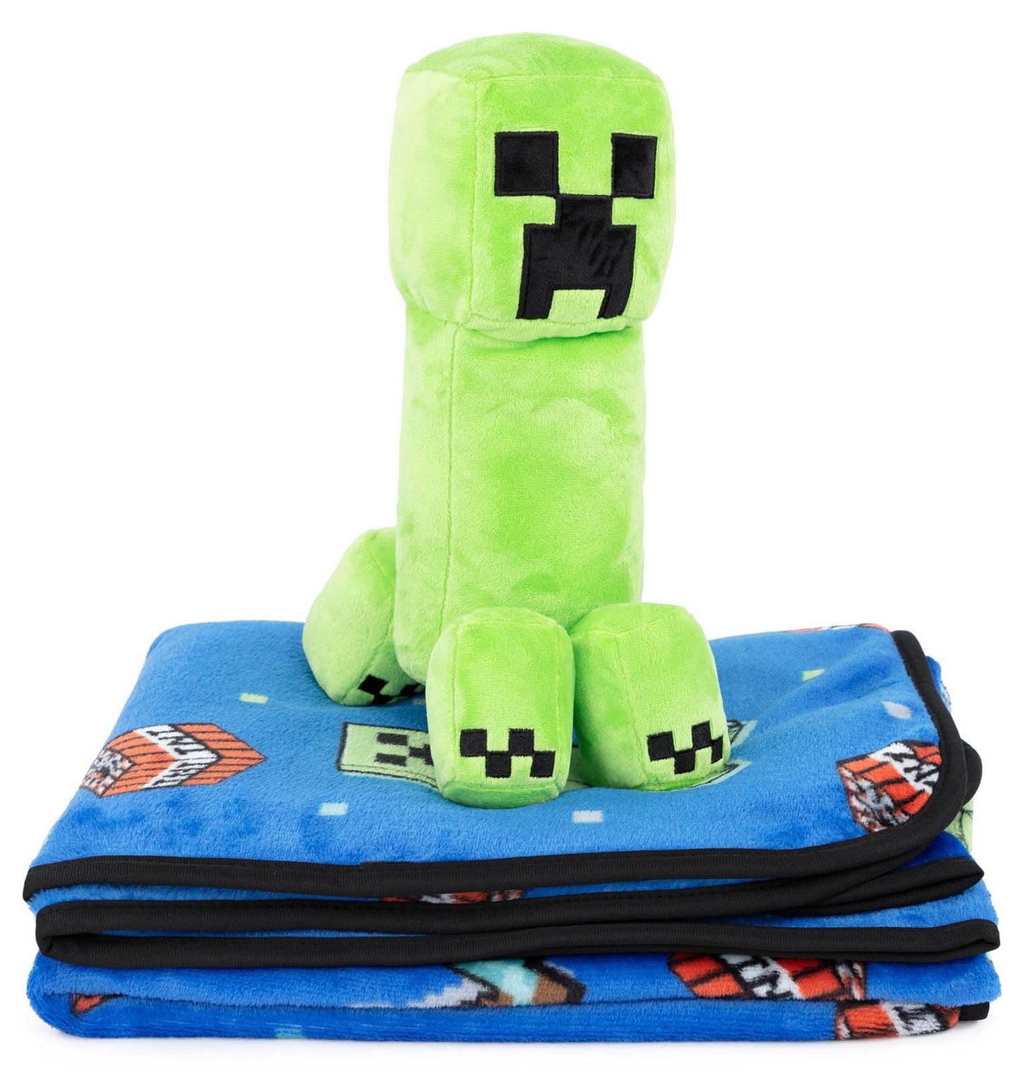 Jay Franco Minecraft Creeper Plush Mini Pillow Buddy & 50 x 60 Inch Throw Blanket Set - Kids Super Soft 2 Piece Cuddle Set