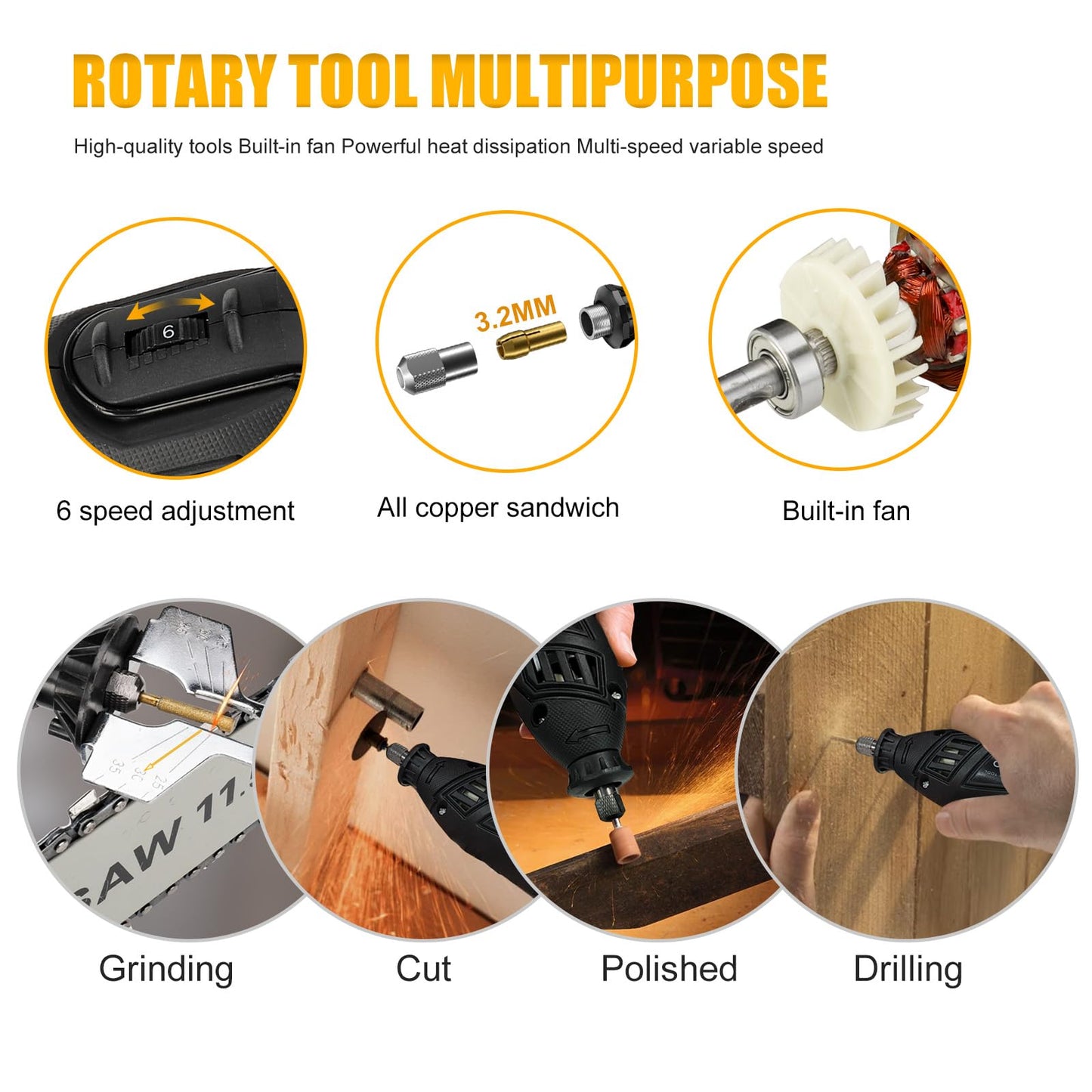 3mirrors Tungsten Electrode Sharpener Grinder For TIG welding, Four-angle Tungsten Electrode,TIG Welding Rotary Tool With Flat Grinding Block, Multi-Angle Offsets,5 Diamond Wheels, 2 CNC Mandrels