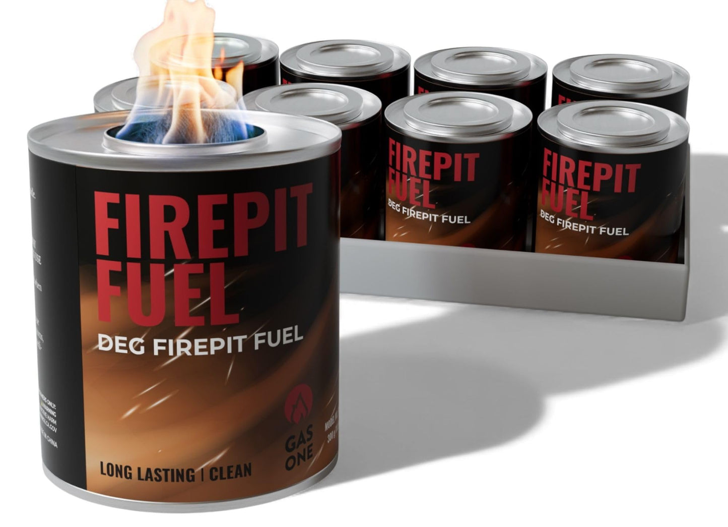 GasOne 8-Pack Firepit Fuel – Safe Wick Fuel for Fire Pit – Portable Fire Pit with 3 Hours Burn Time per Canister - Ideal for Entertaining, Ambiance
