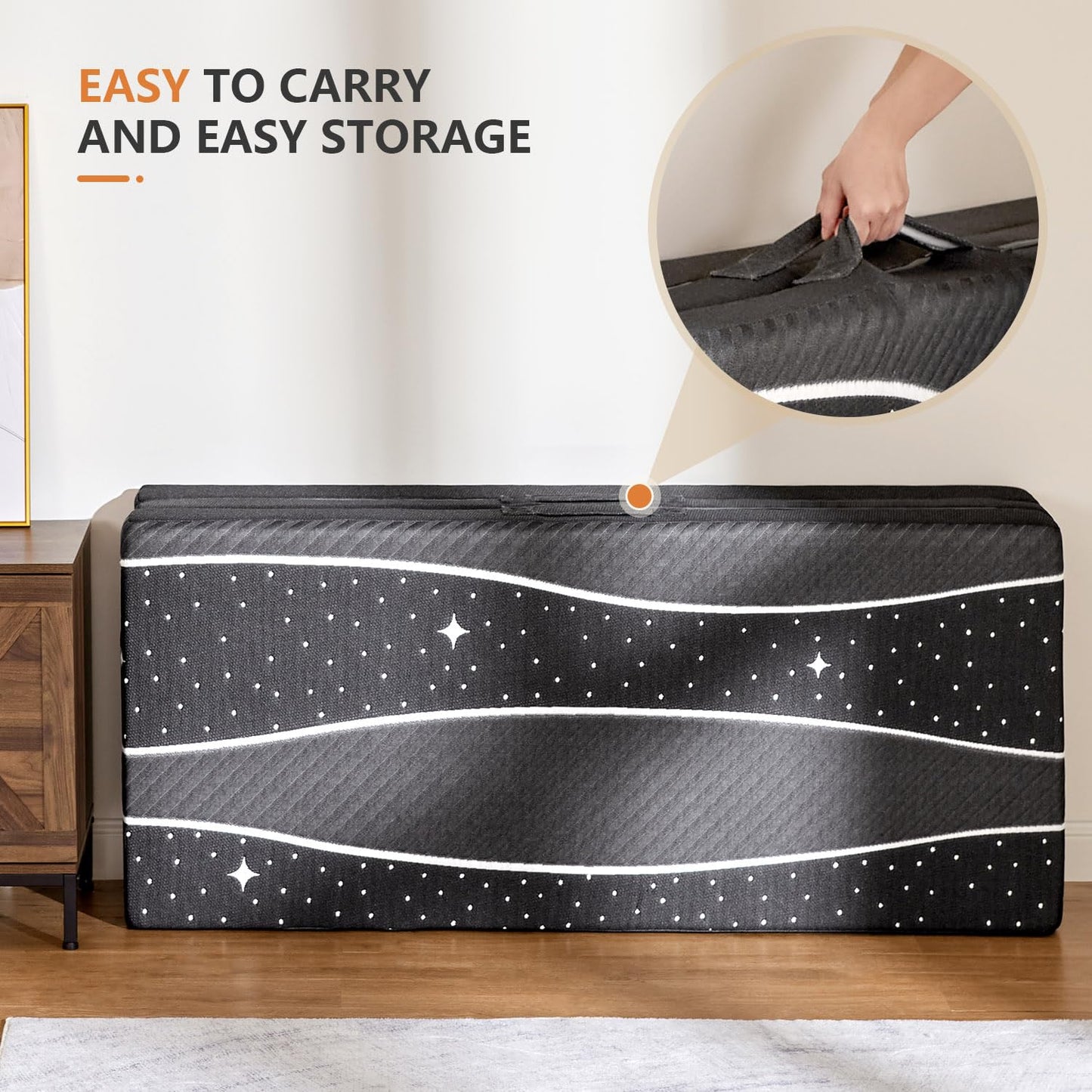 Sweetnight Tri-fold Mattress Topper- 4 Inch Dual-Layer Foam Folding Mattress | Removable & Washable 500G Superfine Fiber Cover | Suitable for Camping, RV & Home Use （Single）