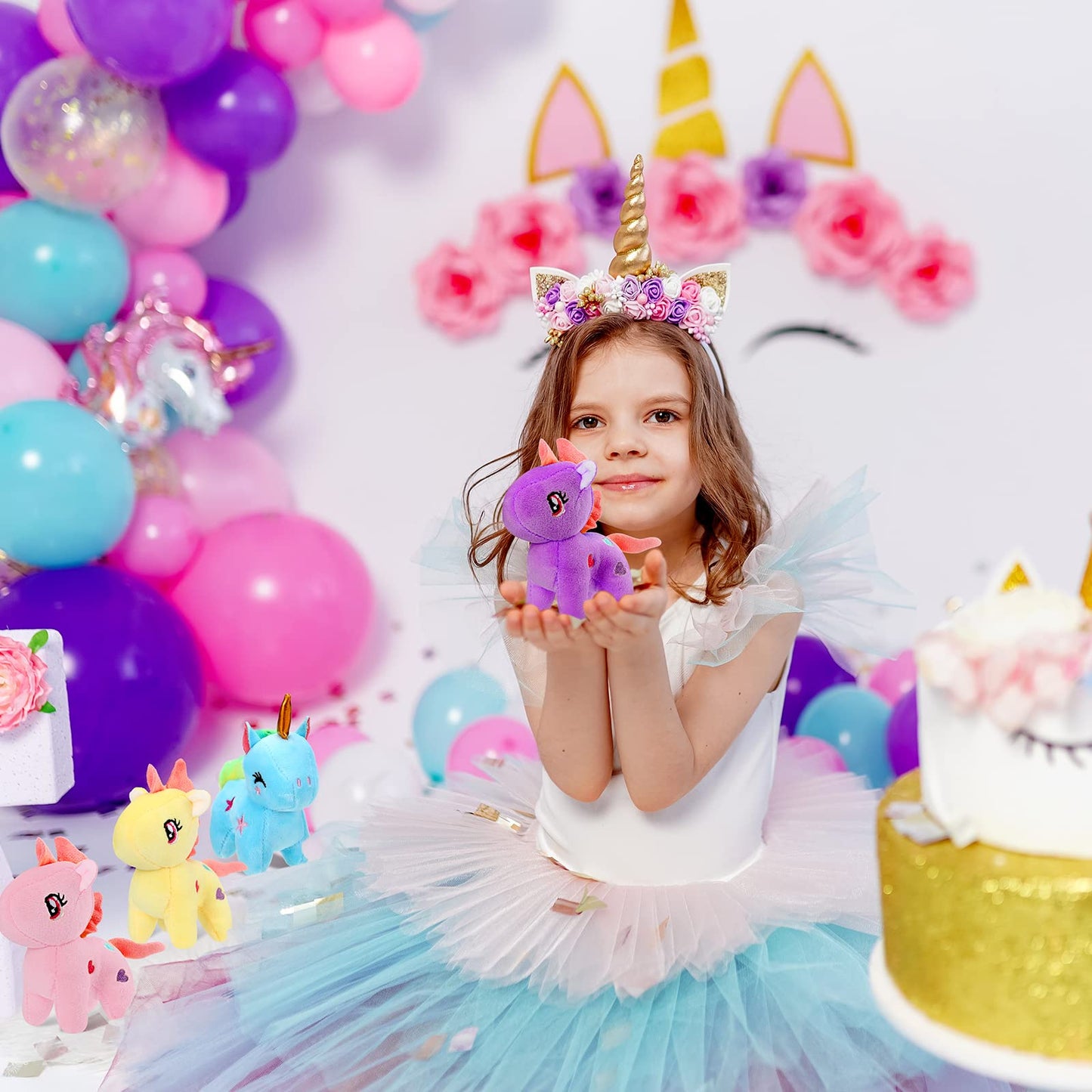 24 Pcs Mini Plush Unicorn Stuffed Animals Unicorn Party Favors Bulk Toys DIY Plush Keychain Small Stuffed Animal for Basket Stuffers Classroom Birthday Wedding Party Gift