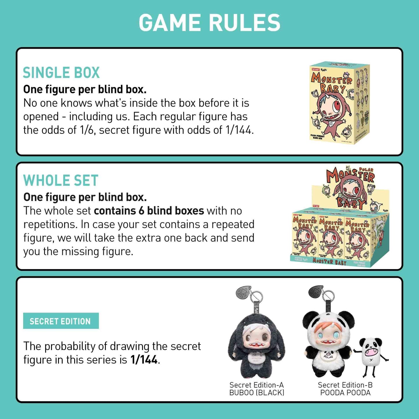 POP MART POLAR-Monster Baby Collection Series Plush Pendant Ver.1, Polar Blind Box Figures, Random Design Action Figures Collectible Toys for Home Decor, Holiday Anniversary Birthday Gifts, Single Box