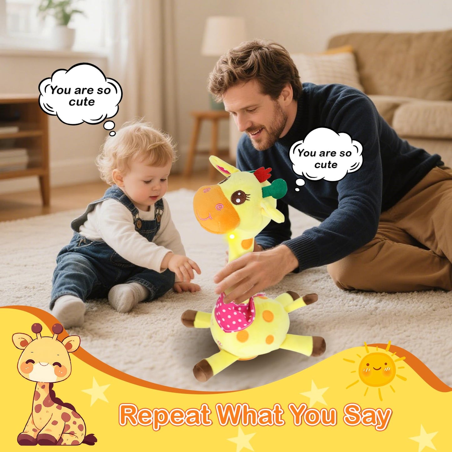 Hunfur Recording Talking Giraffe Plush Toy