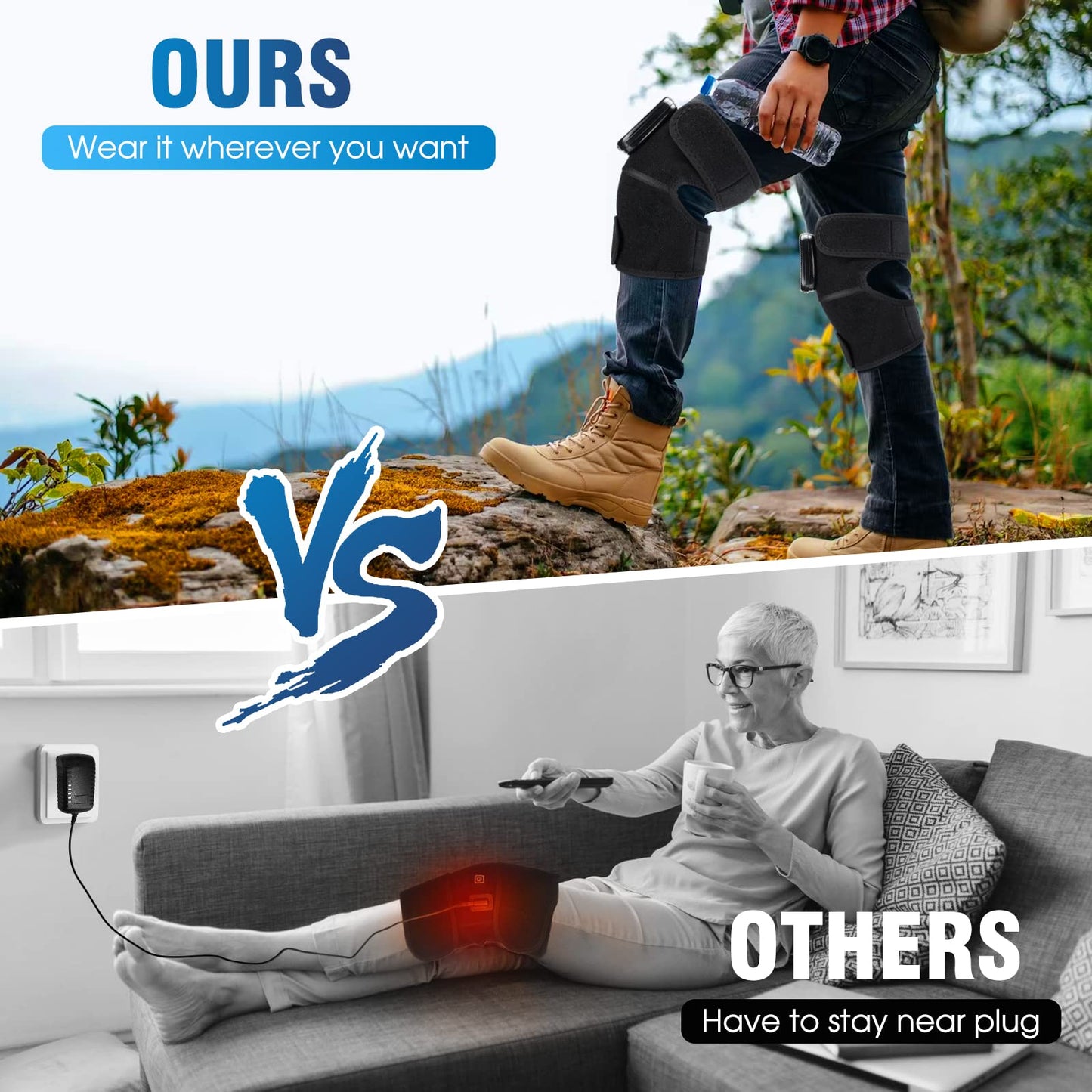 MOAJAZA Knee Massager with Heat and Vibration, Heating Pad for Knee Shoulder Elbow, Heated Knee Brace for Arthritis with Massage