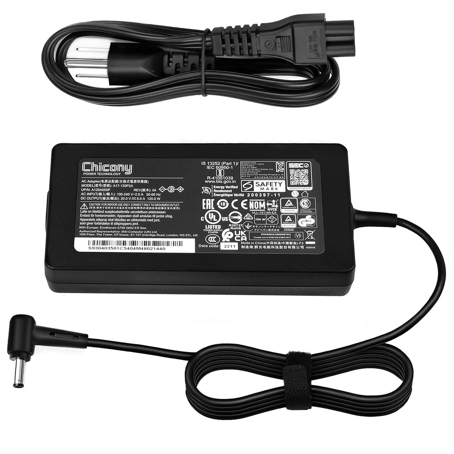 120W Charger for msi Laptop Charger msi gf63 gv15 GV15-Thin-11SC GF63 Thin 10 11 12Th Intel core Laptop ms-16r5 ms-16r6 ms-16r7 adp-120vh d a17-120p2a