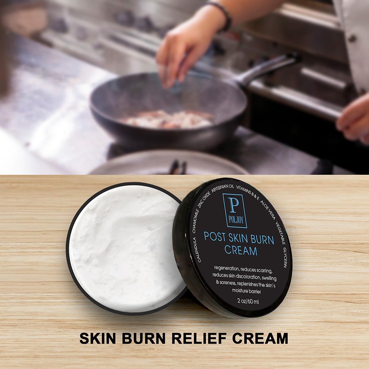 Skin Burn Cream Repair Natural - Post Burns Healing Remedy - Scar Care Promotes Recovery - Soothing First Degree Treatment - Sunburns Aid Fast Relief - Household & Vacation - Made in US (Pack of 2)