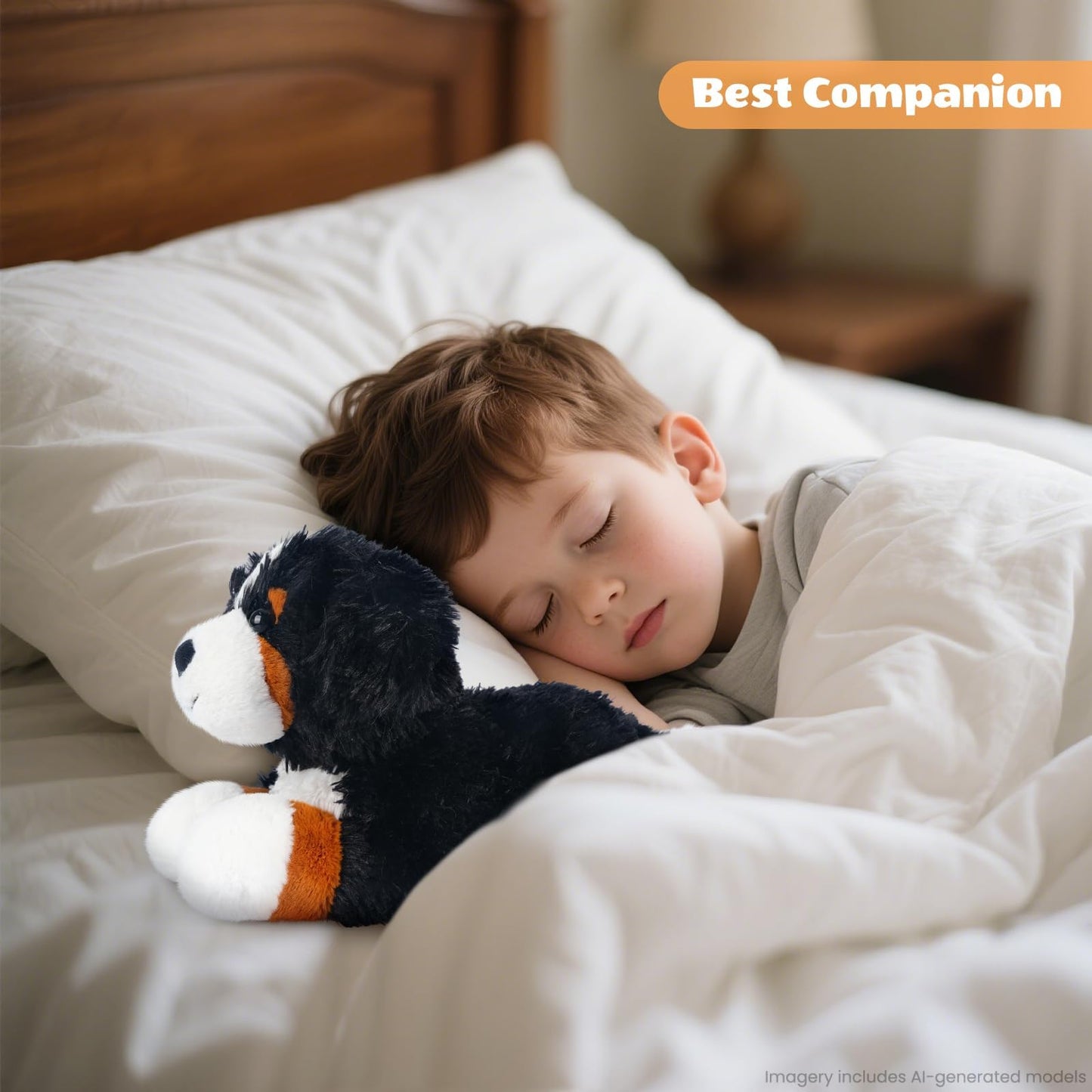 SuzziPals Heatable & Coolable Bernese Mountain Dog Stuffed Animal, Heating Pad Microwavable for Soothing & Relaxation, Lavender Scented Stuffed Dog Plush for Stress Relief, Black Puppy Plushie Gifts