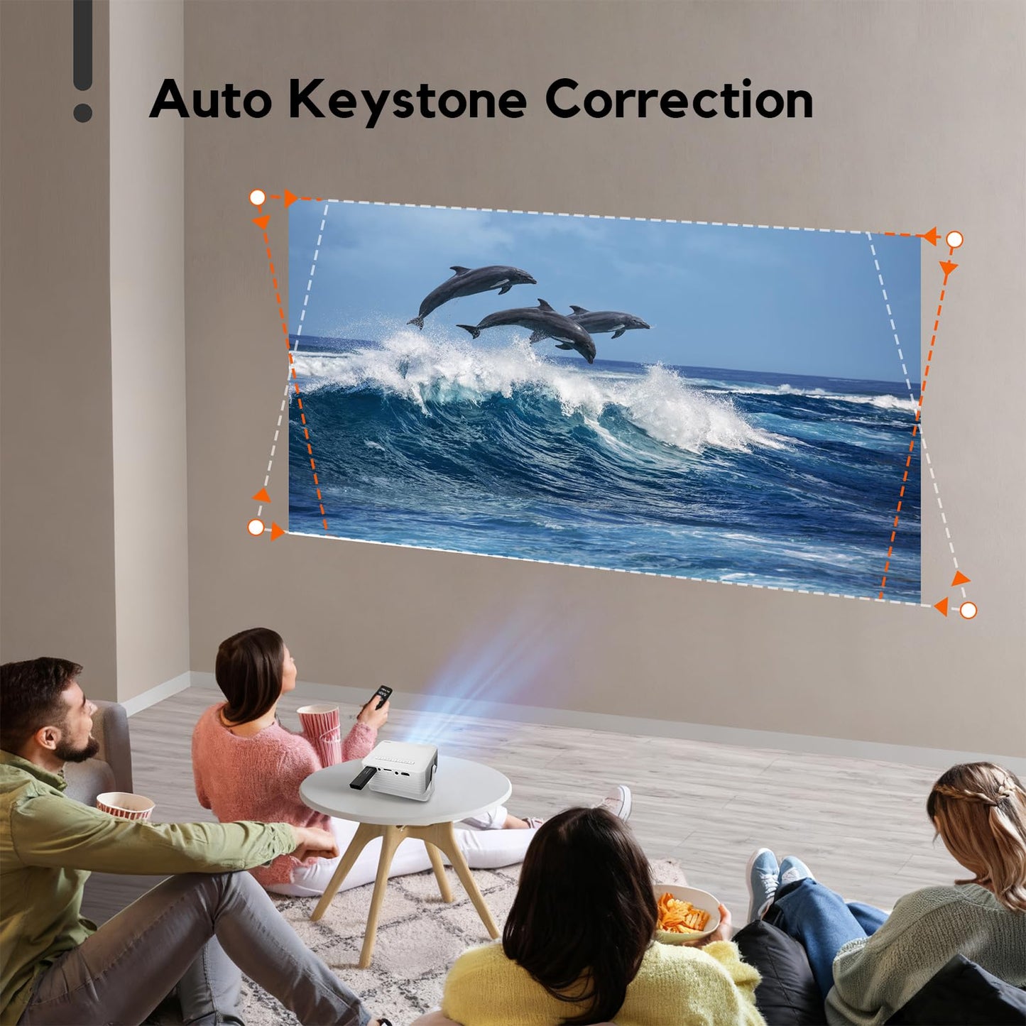 Mini Projector with WiFi and Bluetooth, AKIYO 2026 Upgraded Projector 1080P Support, 360° Rotating, Portable Projector for Home Theater/Outdoor, Compatible with iOS/Android/Laptop/PS5