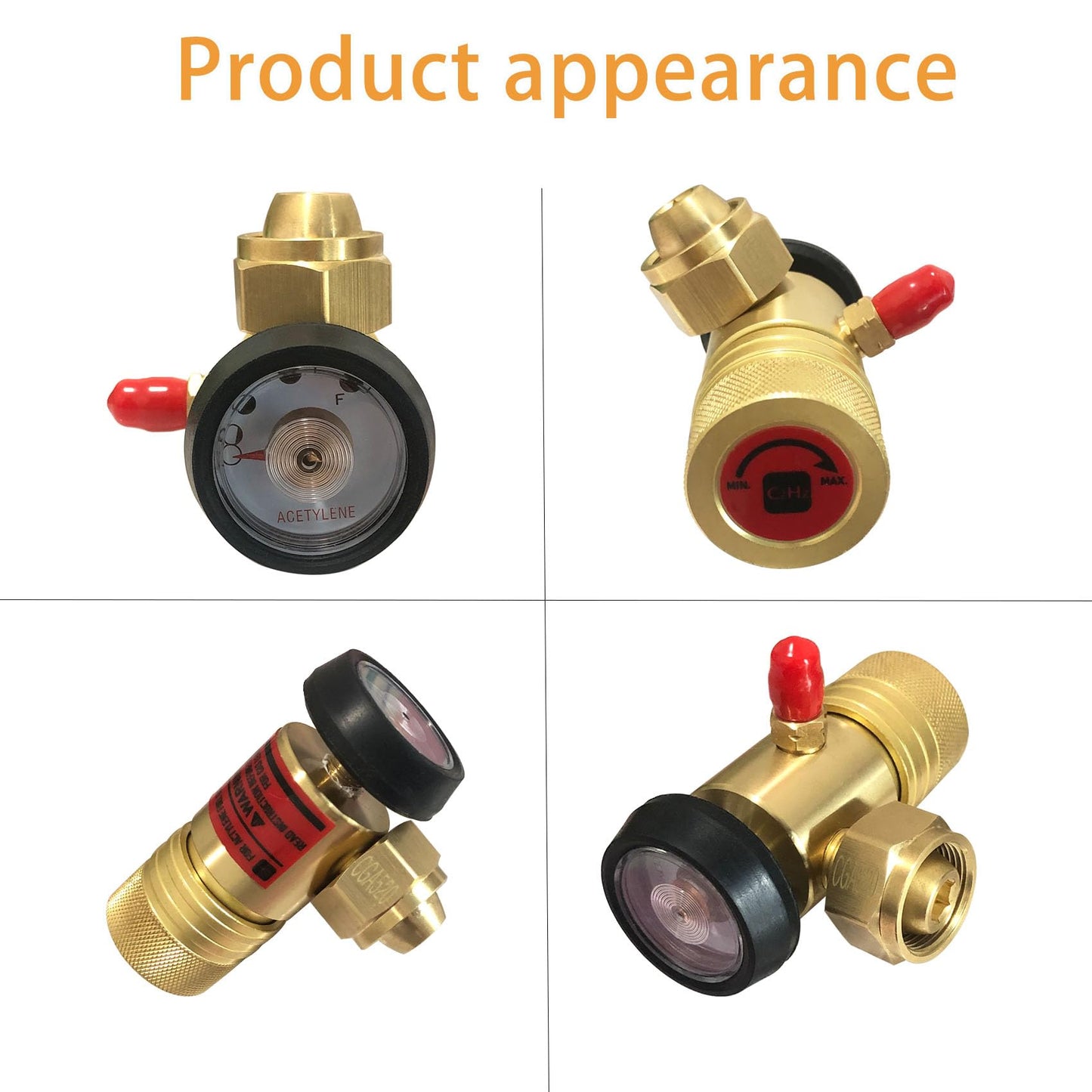 0386-0725 AR-B CGA520 Acetylene Regulator for B Tanks, for Turbo Torch regulator with Gauge, Use with TurboTorch Acetylene Kit, B Tank Torch Kit