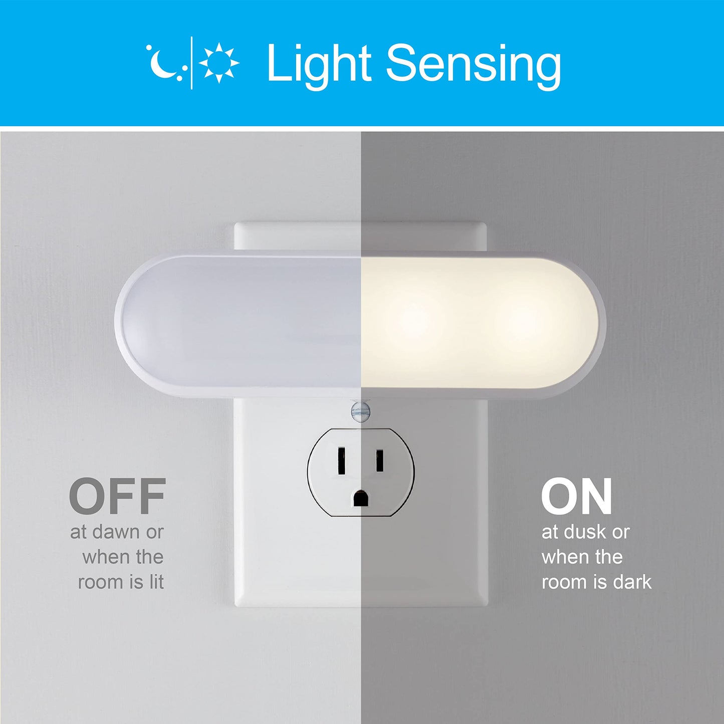 GE Ultrabrite Plug in LED Night Light Bar with On/Off/Auto Switch, 100 Lumen Soft White Lighting for Hallways and Bedrooms, 4-Pack, 62459