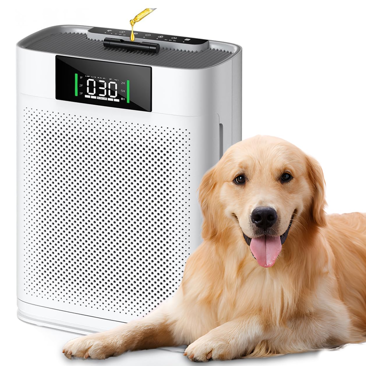Air Purifier for Large Room up to 2300 Sq Ft, Honeyuan Air Purifiers for Pets, with PM 2.5 Display Air Quality Sensor, Aromatherapy, Child Lock, ZY3866G, off White