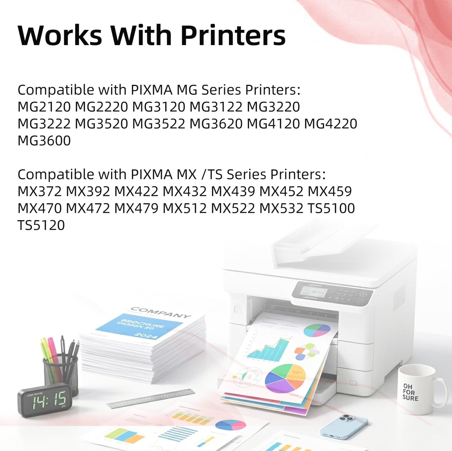 241XL Ink Cartridge (Color 2 Pack) Replacement for Canon CL-241 xl work with PIXMA MG3620 MG3600 TS5120 5120 5100 MG 3620 3600 2120 2220 3120 3122 3220 3222 4120 4220 MX 372 392 422 432 439 Printer