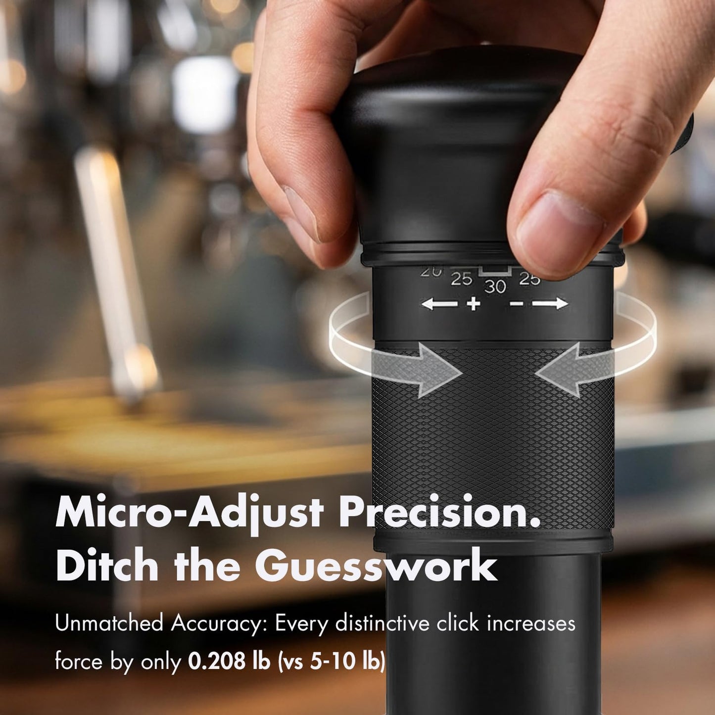 VEYLO 53.3mm Espresso Tamper, Barista-Grade Adjustable Calibrated Coffee Tamper with 24-Click Precision Dial, No Spring Swap, Audible Feedback, Ripple Base for Breville 54mm Portafilter Basket