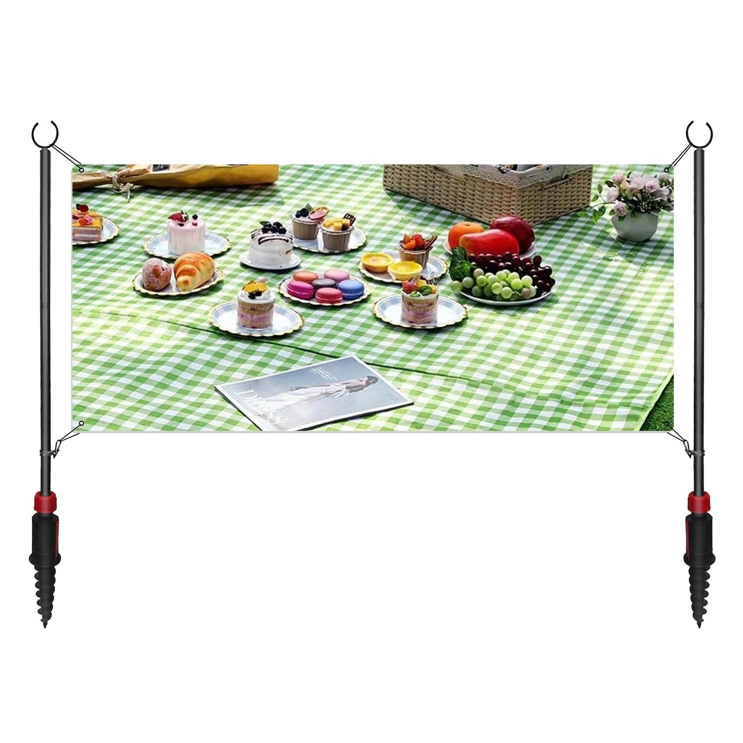 SERABETTO Adjustable Banner Pole with Stake, Outdoor Banner Stand, Portable Display Poles for Trade Shows, Events, and Outdoor Advertising