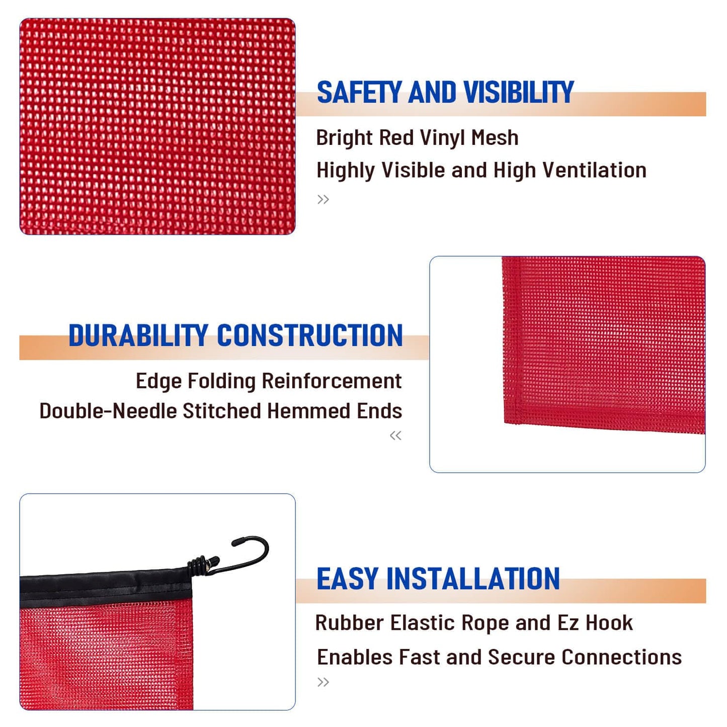 Oversize Load Signs for Trucks and Pilot Cars, 2 Oversize Load Banner, 4 Red Flag Warning with Bungee Hook, Wide Load Signs for Trucks Trailer Semi, Heavy Duty Mesh