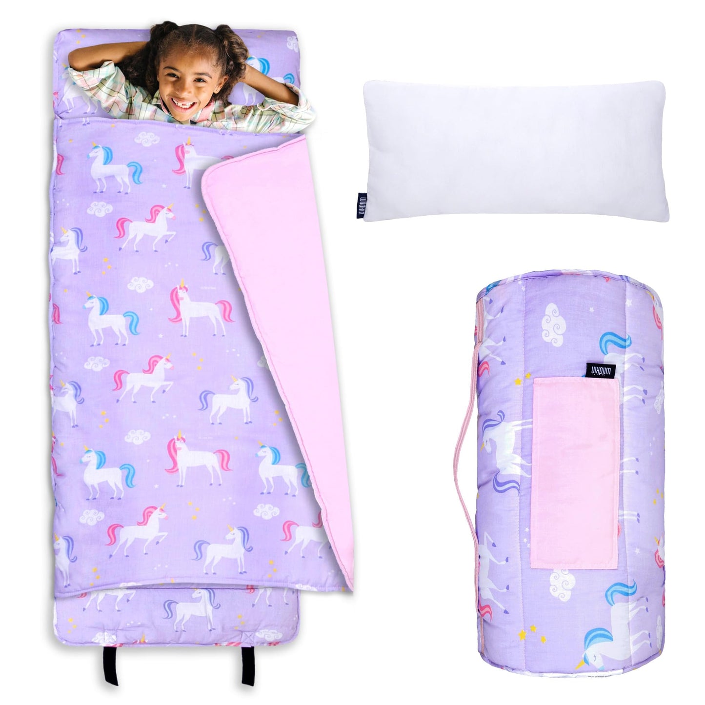 Wildkin Kids Original Nap Mat – Cozy Kids Sleep Mat with Pillow, Ideal for School & Travel - Unicorn
