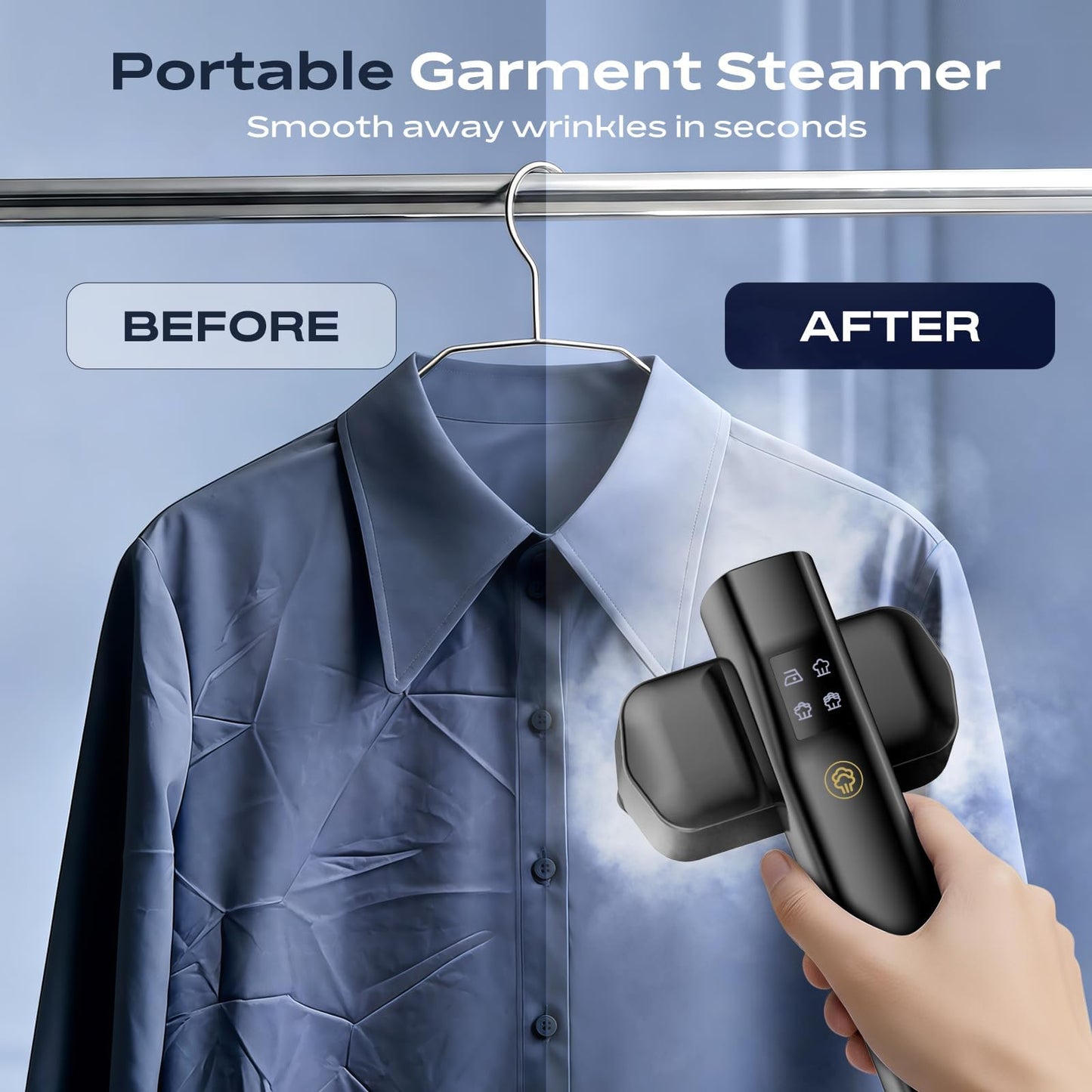 REXYHOME Travel Steamer for Clothes: 1000W Powerful Clothes Steamer & Iron 2 In 1, Fast Heat Up with 4 Modes, Portable Handheld Garment Steamer, Quick Wrinkle Removal for Home & Travel, 110-120V