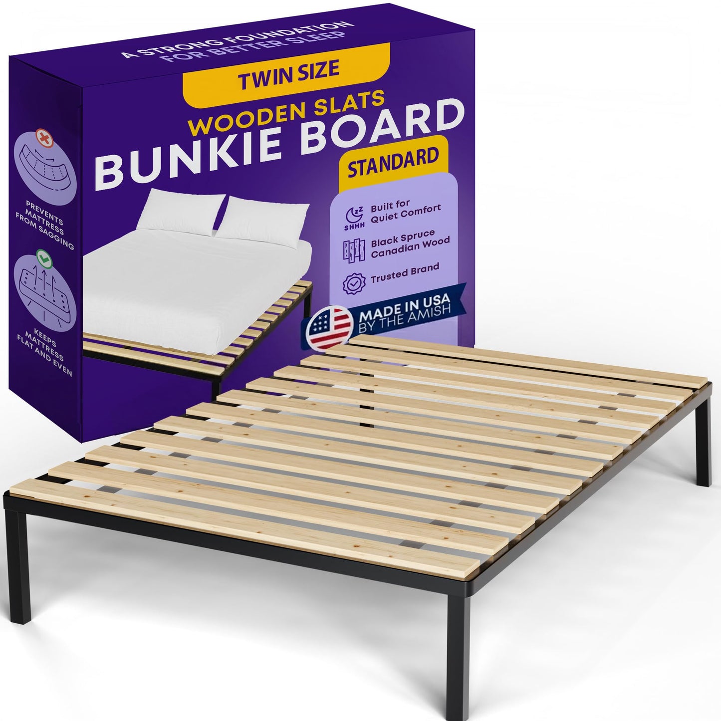 Greaton, 0.68-Inch Horizontal Wooden Bunkie Board/Bed Slats, Twin, Beige