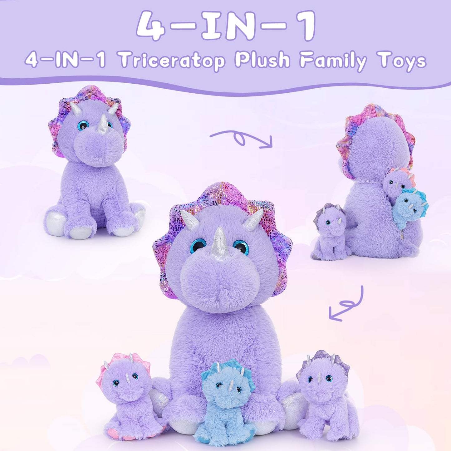 MaoGoLan Purple Dino Stuffed Animal