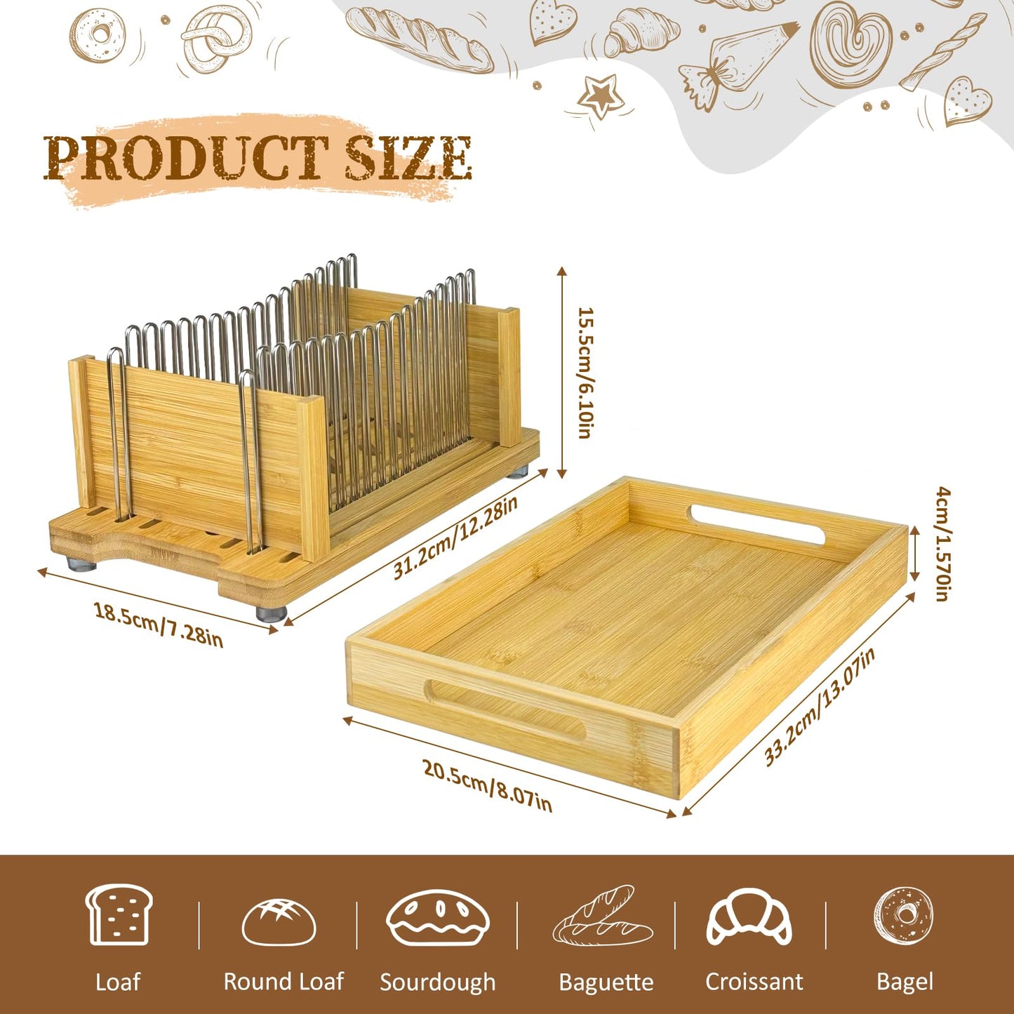 Forest Manor Bamboo Bread Slicer for Homemade Bread