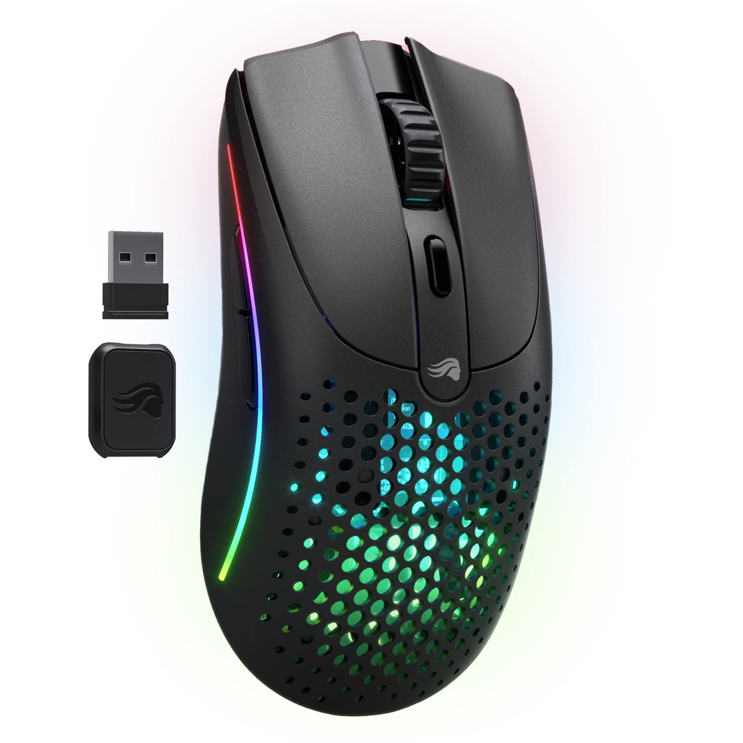 Glorious Gaming Model O 2 Wireless Gaming Mouse - Hybrid 2.4GHz & Bluetooth Wireless, 68g Superlight, Long Battery Life, 26k BAMF 2.0 Sensor, RGB, Ambidextrous, 6 Buttons, PTFE Feet - Black