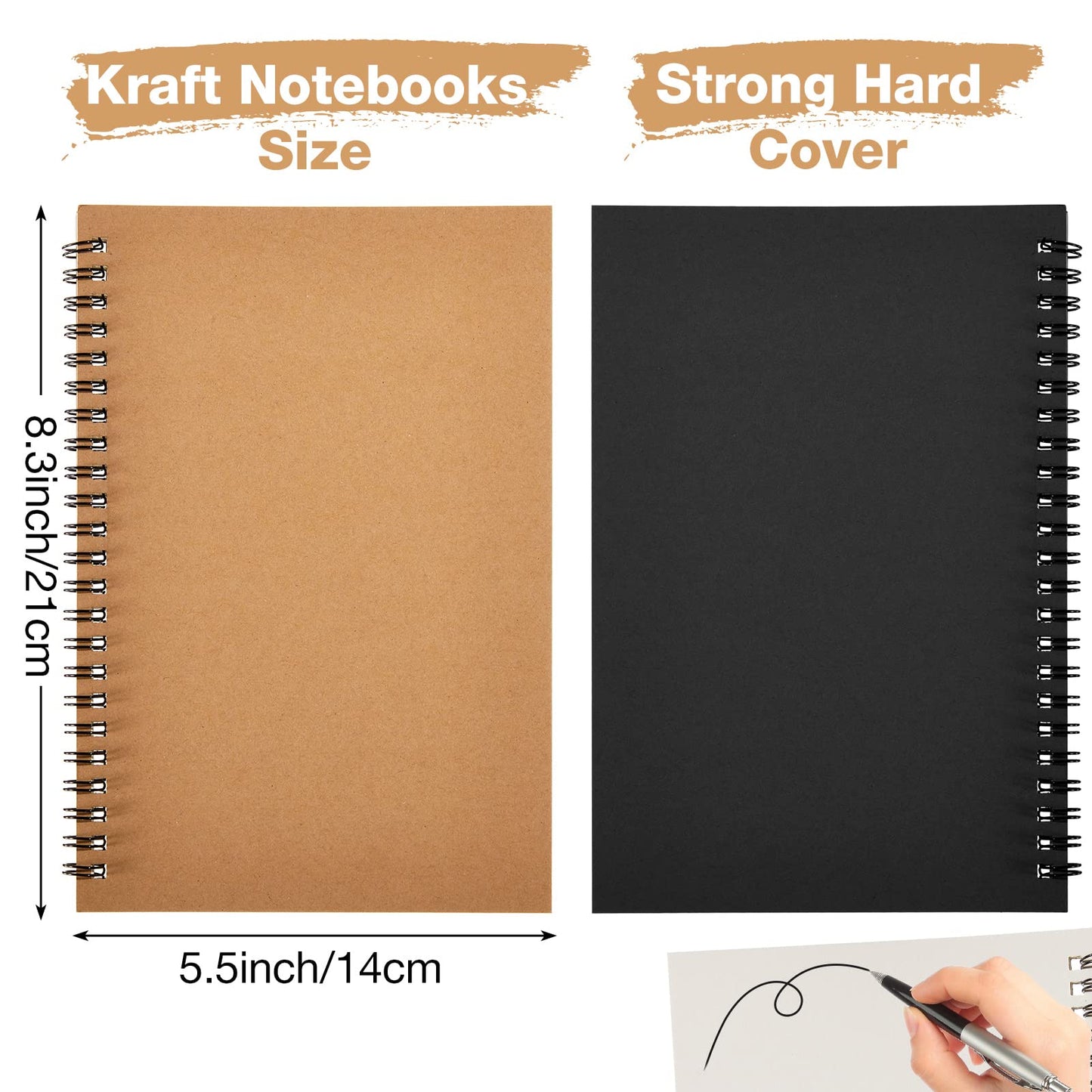 Epakh 36 Pack Blank Spiral Notebook Unlined Notebook Bulk A5 Soft Cover Students Sketchpads Memo Notepad for Drawing Art Back to School Gifts 100 Pages/ 50 Sheets, 8.3 x 5.5 Inches(Black, Brown)