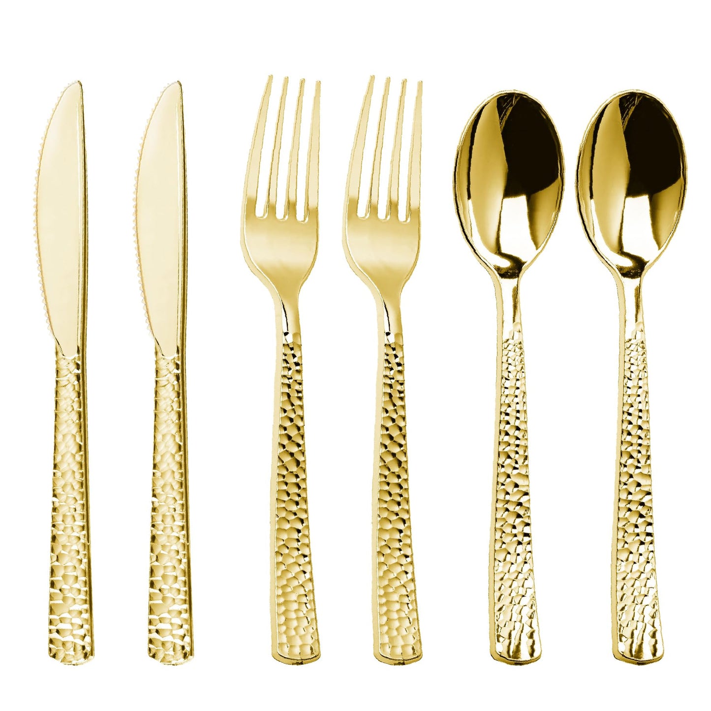 Pryntono 360PCS Gold Plastic Silverware, Heavy Duty Plastic Cutlery Set, Disposable Utensils, 120 Forks, 120 Spoons and 120 Knives for Party, Wedding and Events