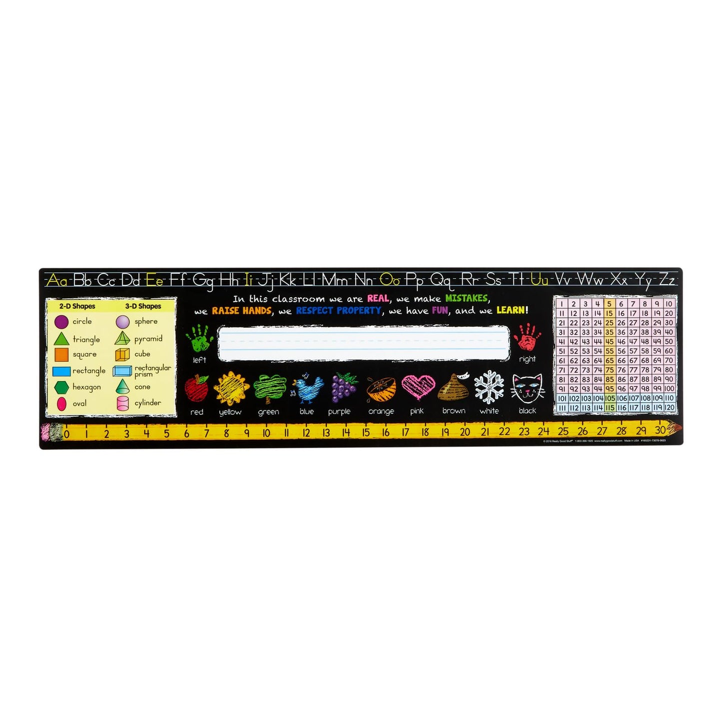 Really Good Stuff Chalkboard Style Grades K-2 Self-Adhesive Vinyl Desktop Helpers - Set of 24 | Student Desk Name Tags | Pre-Cut, Durable, and Versatile