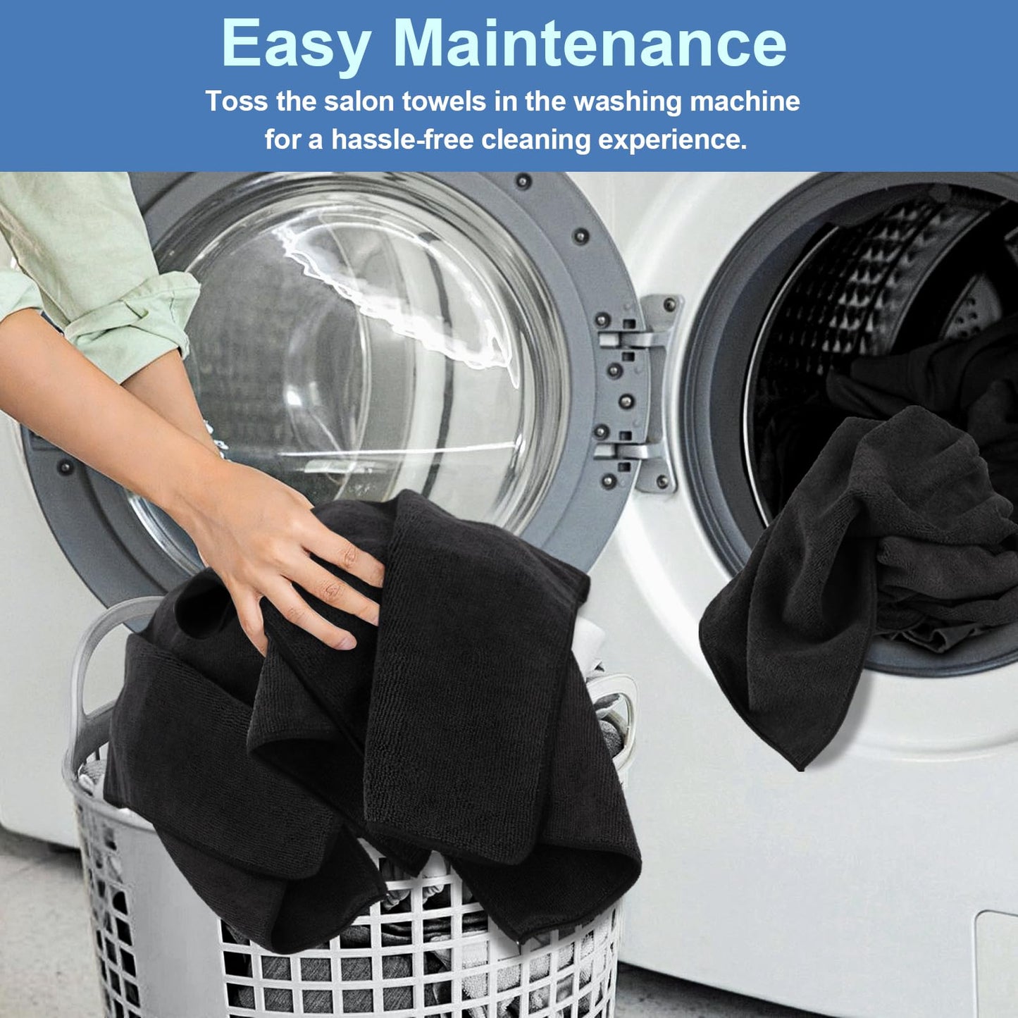 UNIMADE 48 Pack Salon Towels - Highly Absorbent and Quick Drying Hand Towels, Premium Wash Cloths for Bathroom, Gym, Shower, Hotel, and Spa - 16x27 inch (Black)