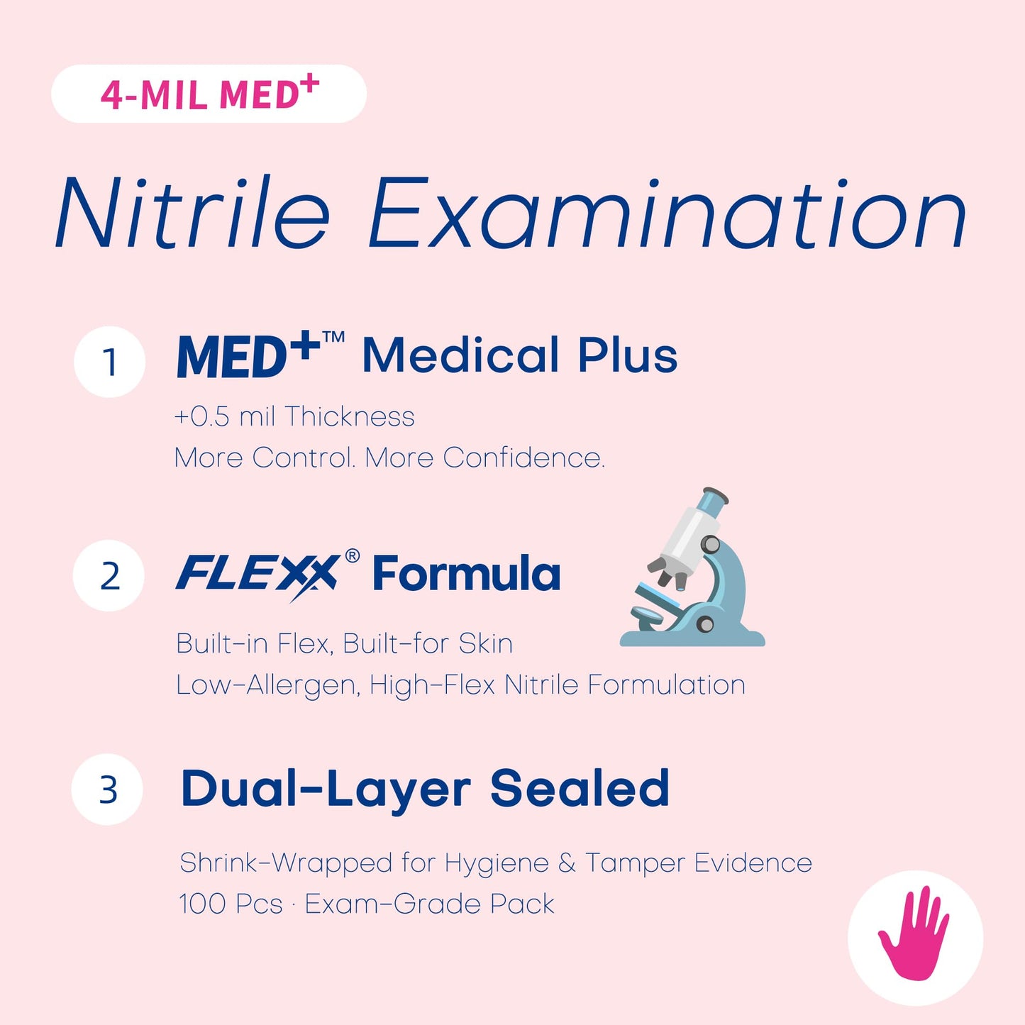 Supmedic Nitrile Exam Gloves, 4 Mil 1000 Ct, Powder-Free Latex-Free Cooking Food-Safe Disposable Medical Gloves, Rose Orchid (Medium)