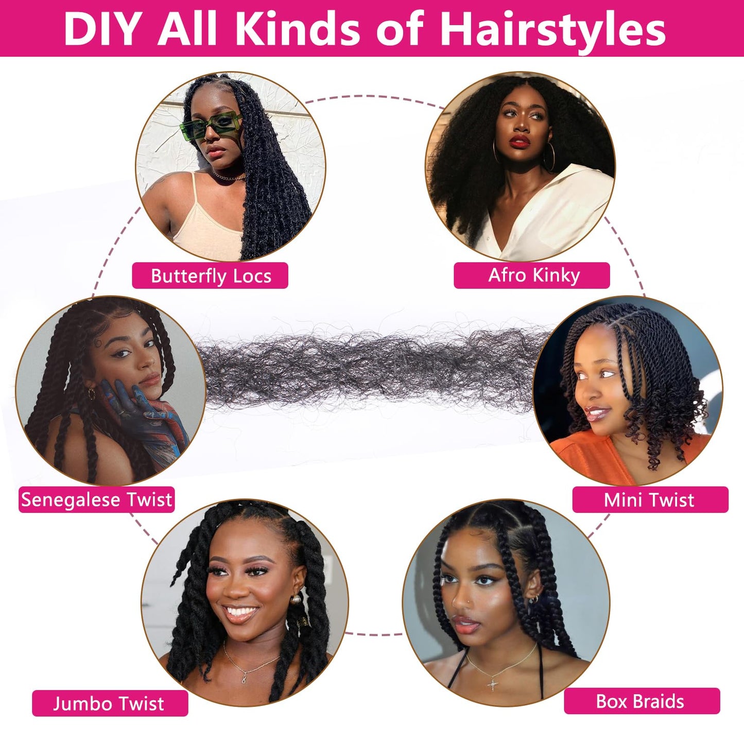 RuiYok 30 Inch Marley Twist Braiding Hair 8 Packs Pre-Separated Marley Hair Crochet Braids Black Long Springy Afro Kinky Twist Hair for Crochet Locs Hair Havana Twist Braiding Hair Extensions 1B#