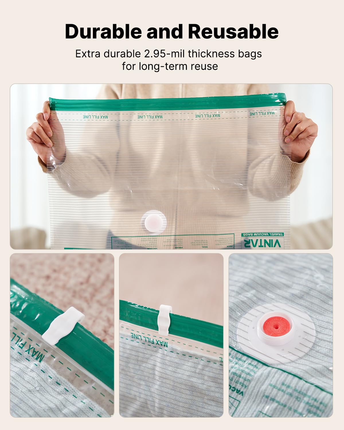 Vacuum Seal Bags for Clothing Travel with Rechargeable Cordless Pump, VINTAR 16 Pack Space Saver Vacuum Storage Bags for Clothes, Travel Compression Bags Set (4XL/4L/4M/4S) for Luggage and Suitcase