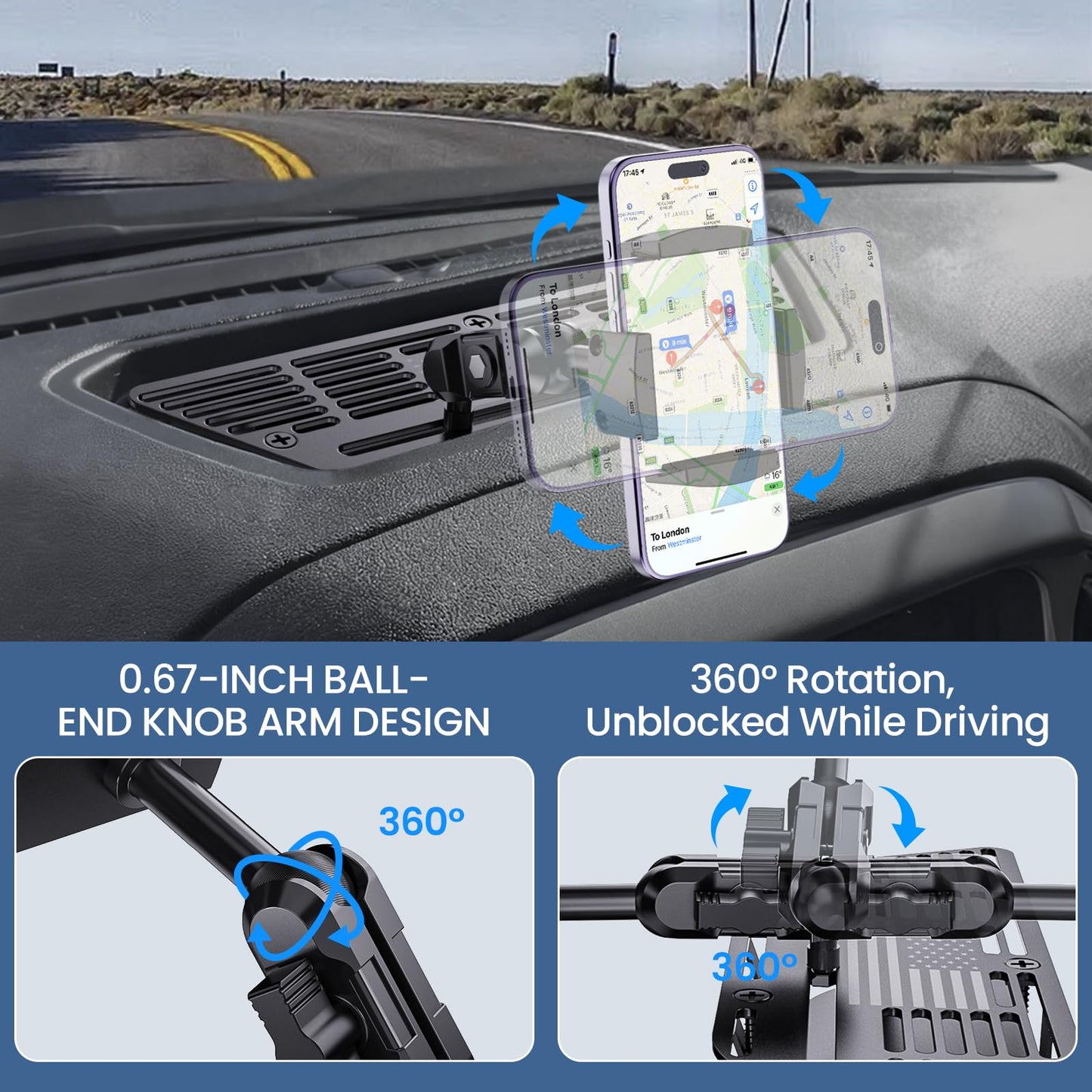 Surfcabin Dash Platform Phone Mount Compatible with 2019 2020 2021 2022 2023 2024 2025 Chevy Silverado & 2019-2021 GMC Sierra 1500 Accessories Metal Cell Phone Holder