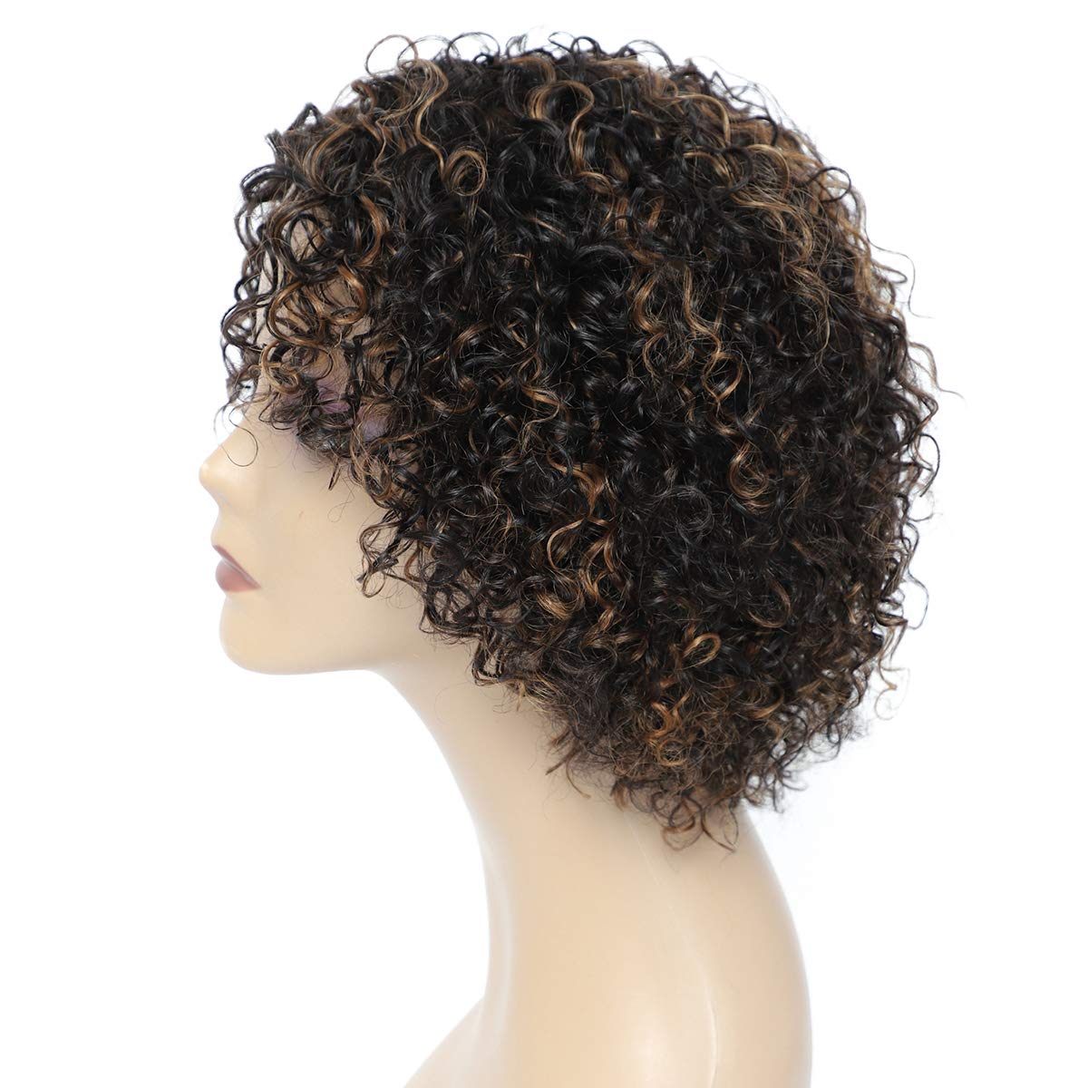 HUA Human Hair Wigs for Black Women, 8 Inch Short Curly, Brazilian Hair, Kinky Curl, 1B/30