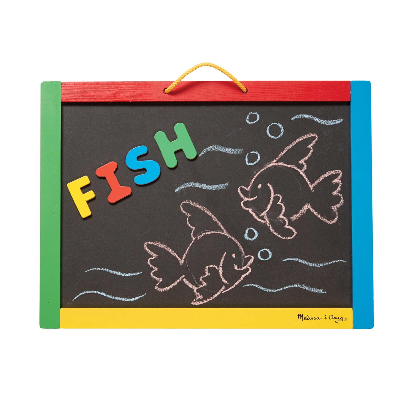 Melissa & Doug Magnetic Chalkboard and Dry-Erase Board with 36 Magnets (Numbers and Uppercase Letters), Chalk, Eraser, and Dry-Erase PenLetters and Numbers Learning Toys, Chalk Board