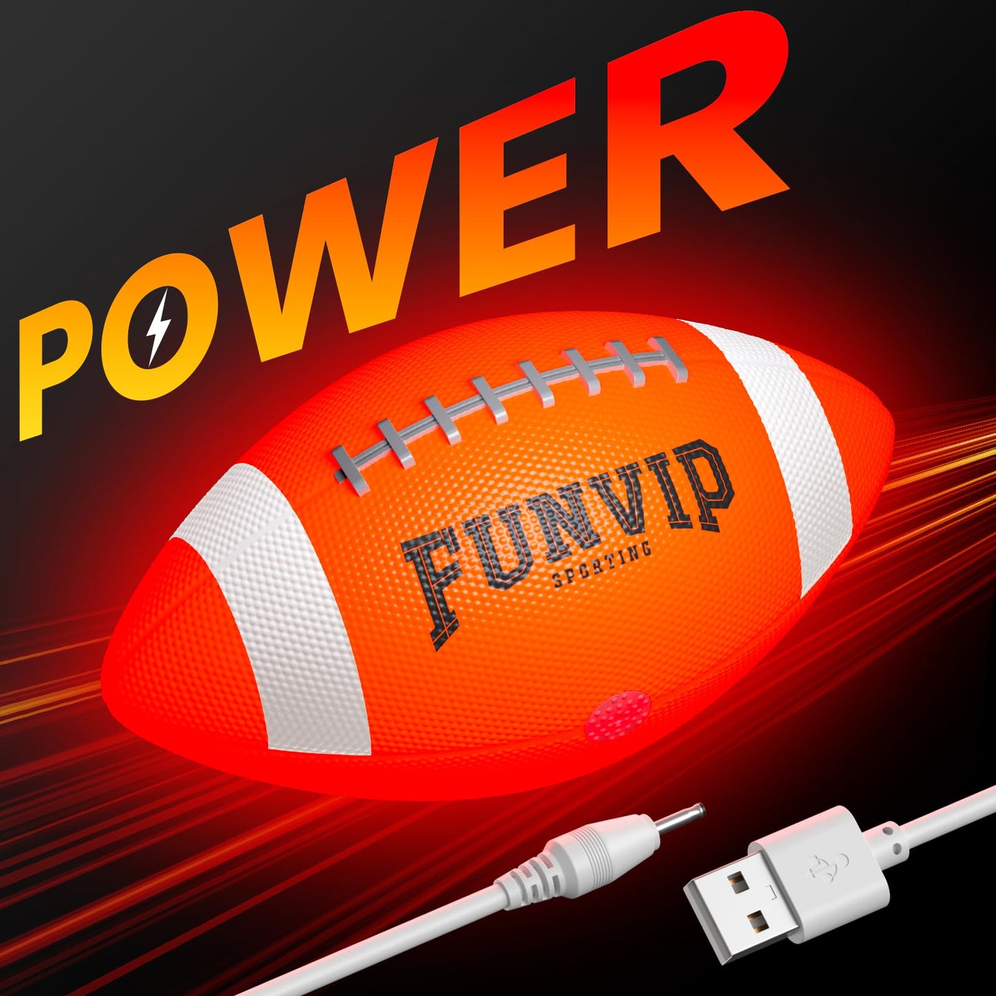 Funvip Rechargeable LED Light Up Ball,Glow in The Dark Sports Cool Toys for Boys