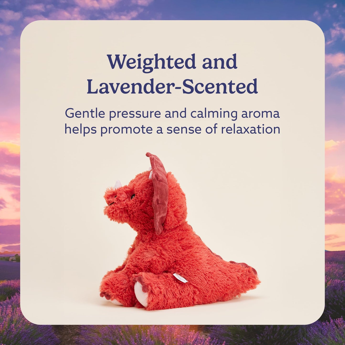 warmies Microwavable & Weighted Triceratops Stuffed Animal, Red Triceratops - Microwavable Weighted Plushies - Lavender Scent in Dino Plushies - for Adults & Children (Boys, Girls, Babies & Toddlers)