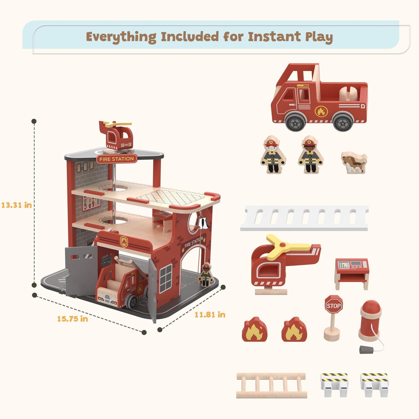FReniland Toys of Fire Station, Set of 15